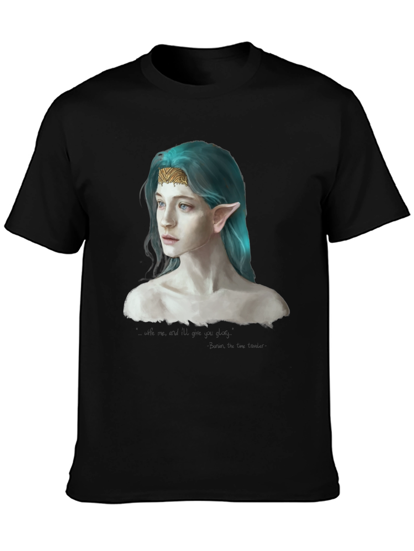 Elf Portrait Black T-Shirt