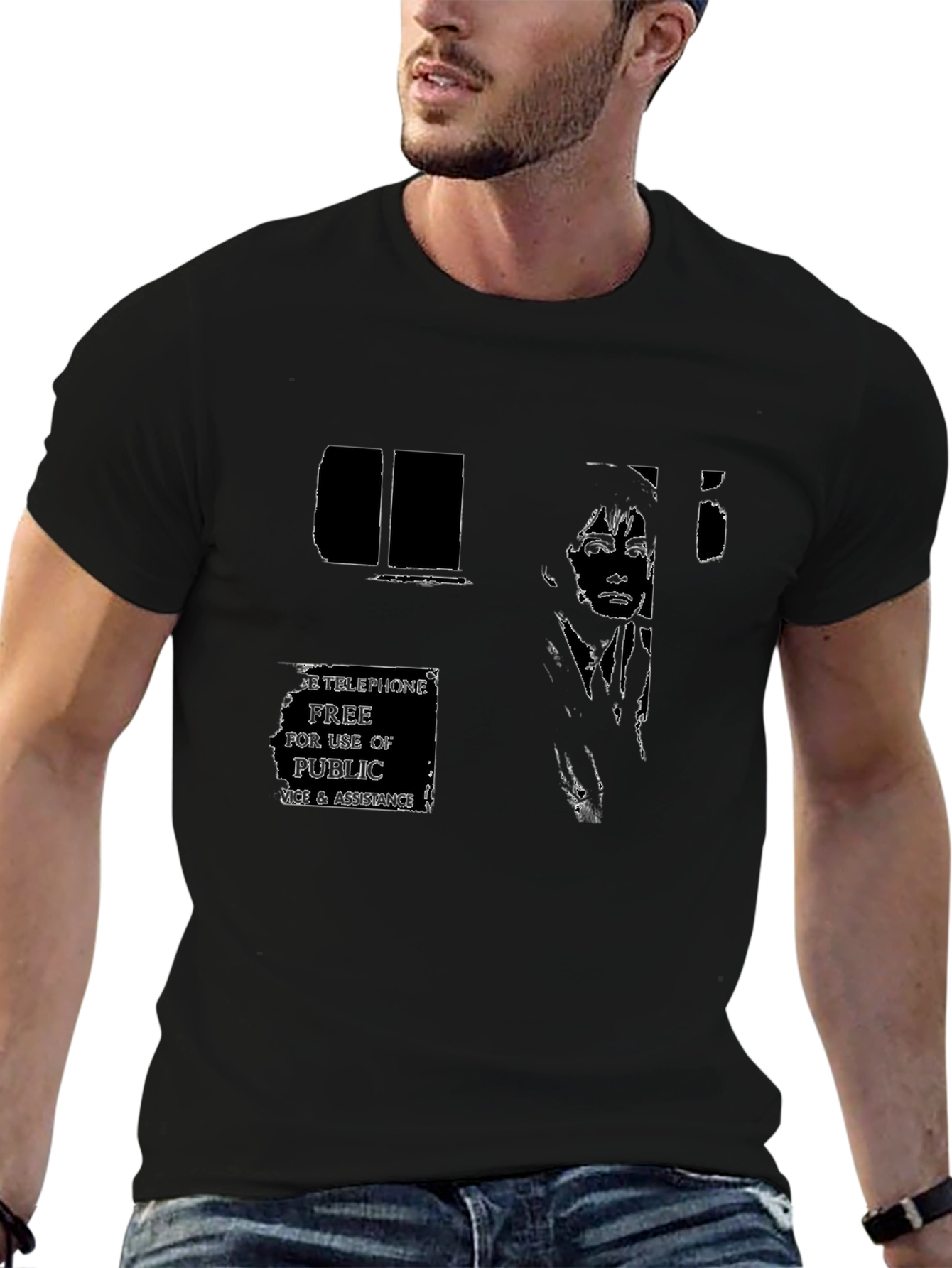 Graphic Print T-Shirt - Telephone Booth Design