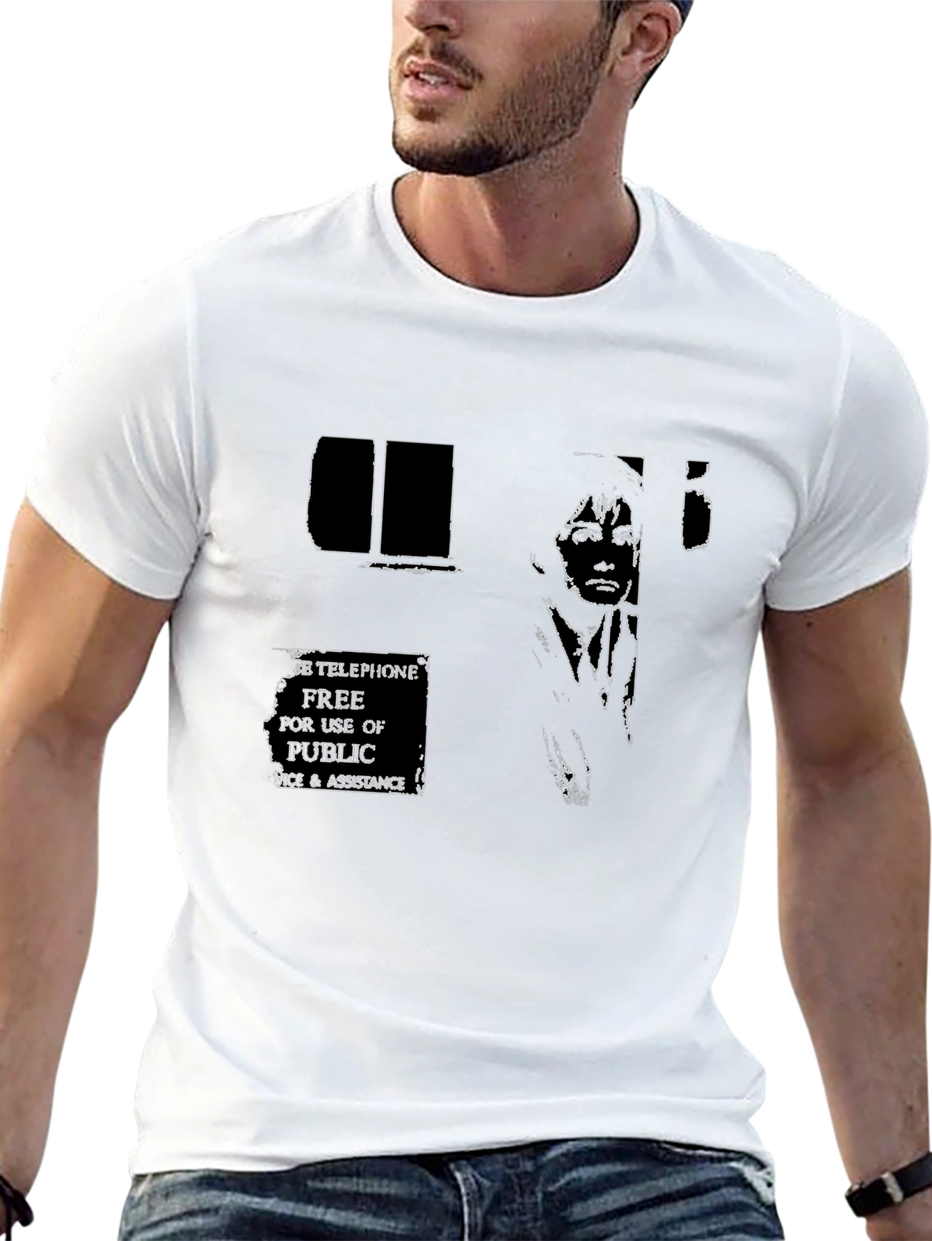 Graphic Print T-Shirt - Telephone Booth Design