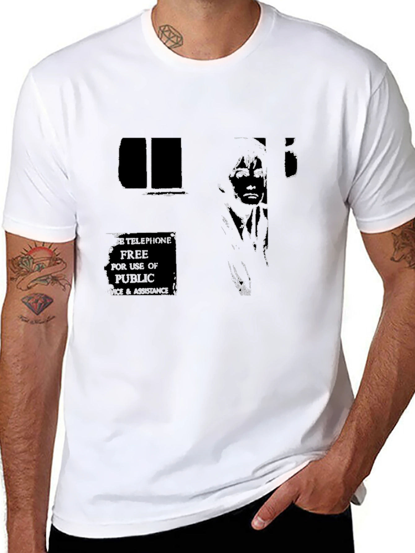 Graphic Print T-Shirt - Telephone Booth Design