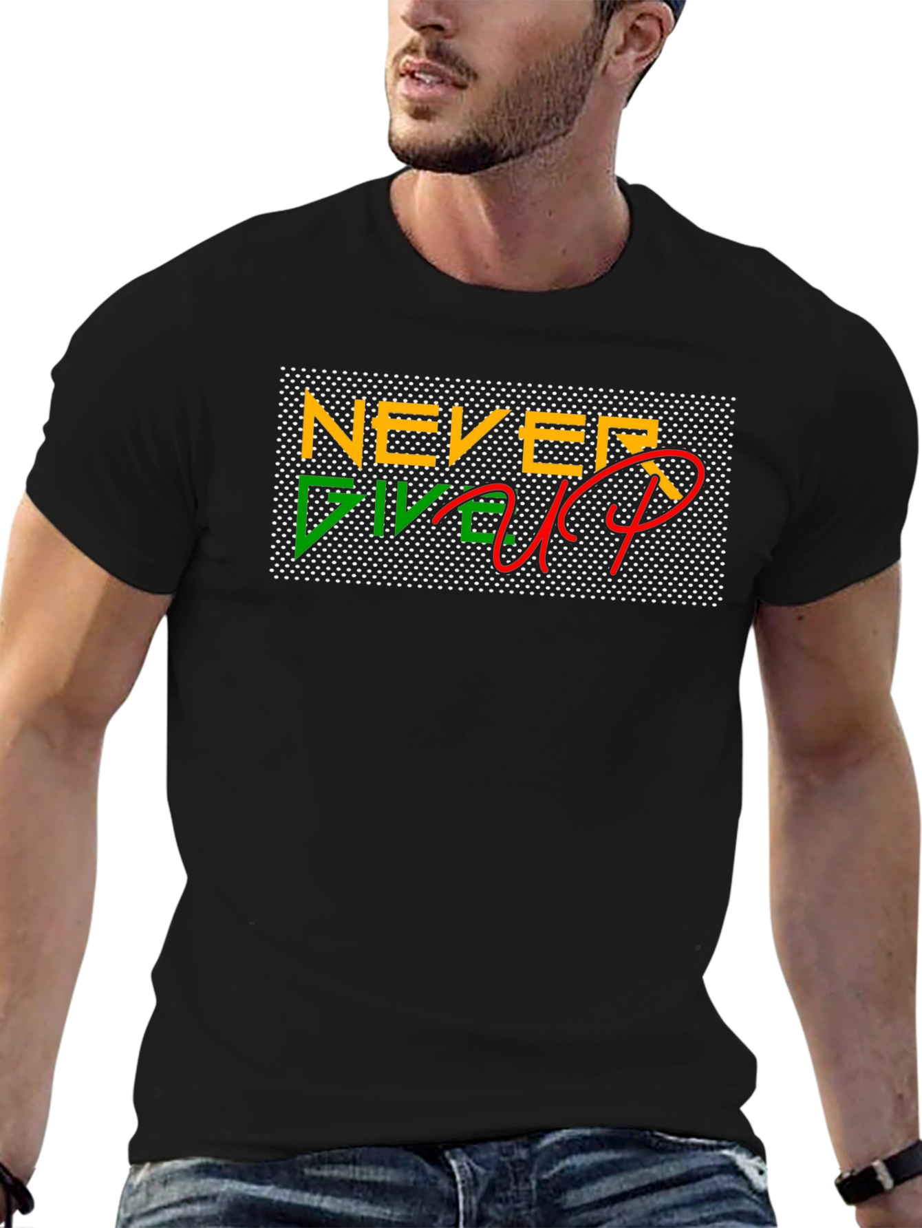 Never Give Up Black T-Shirt