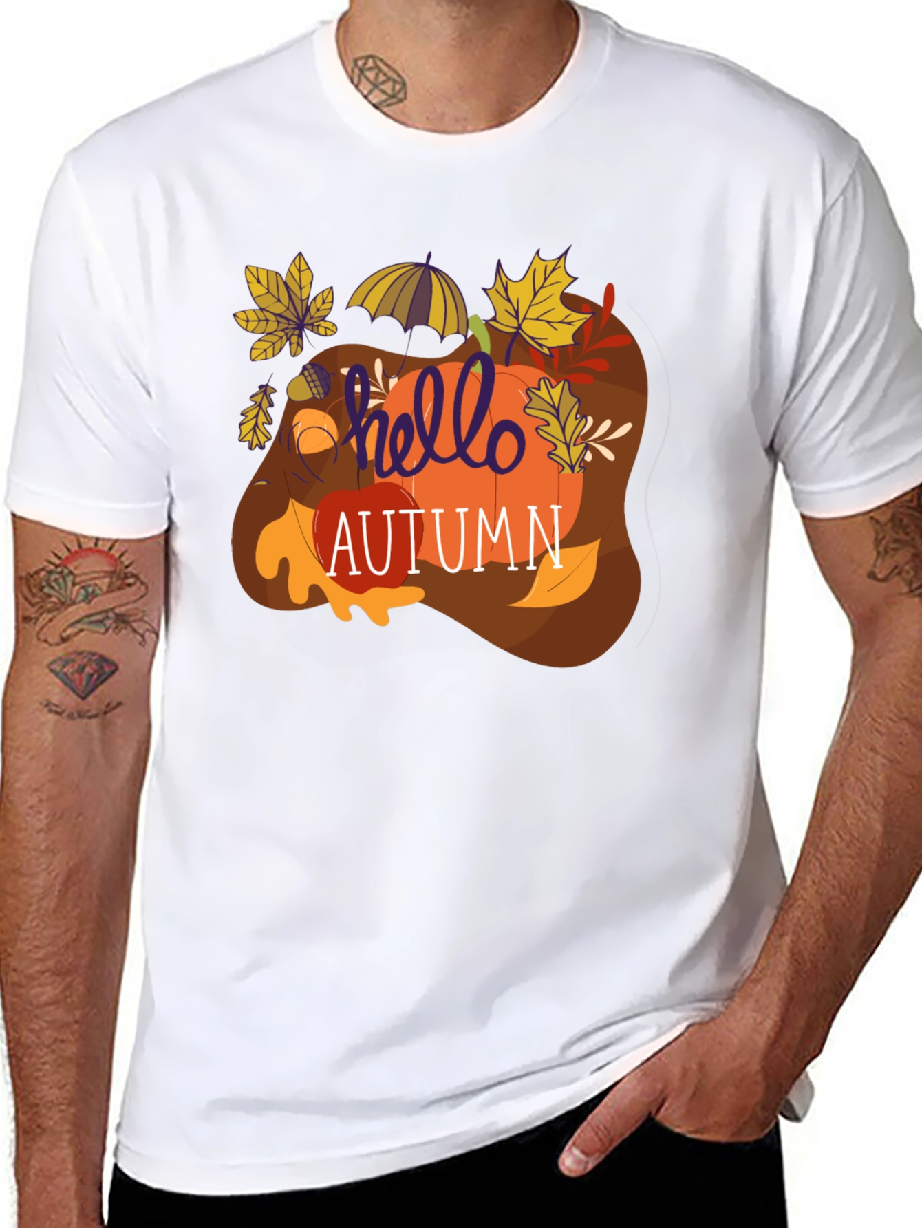 Hello Autumn Graphic Tee - Fall Season T-Shirt