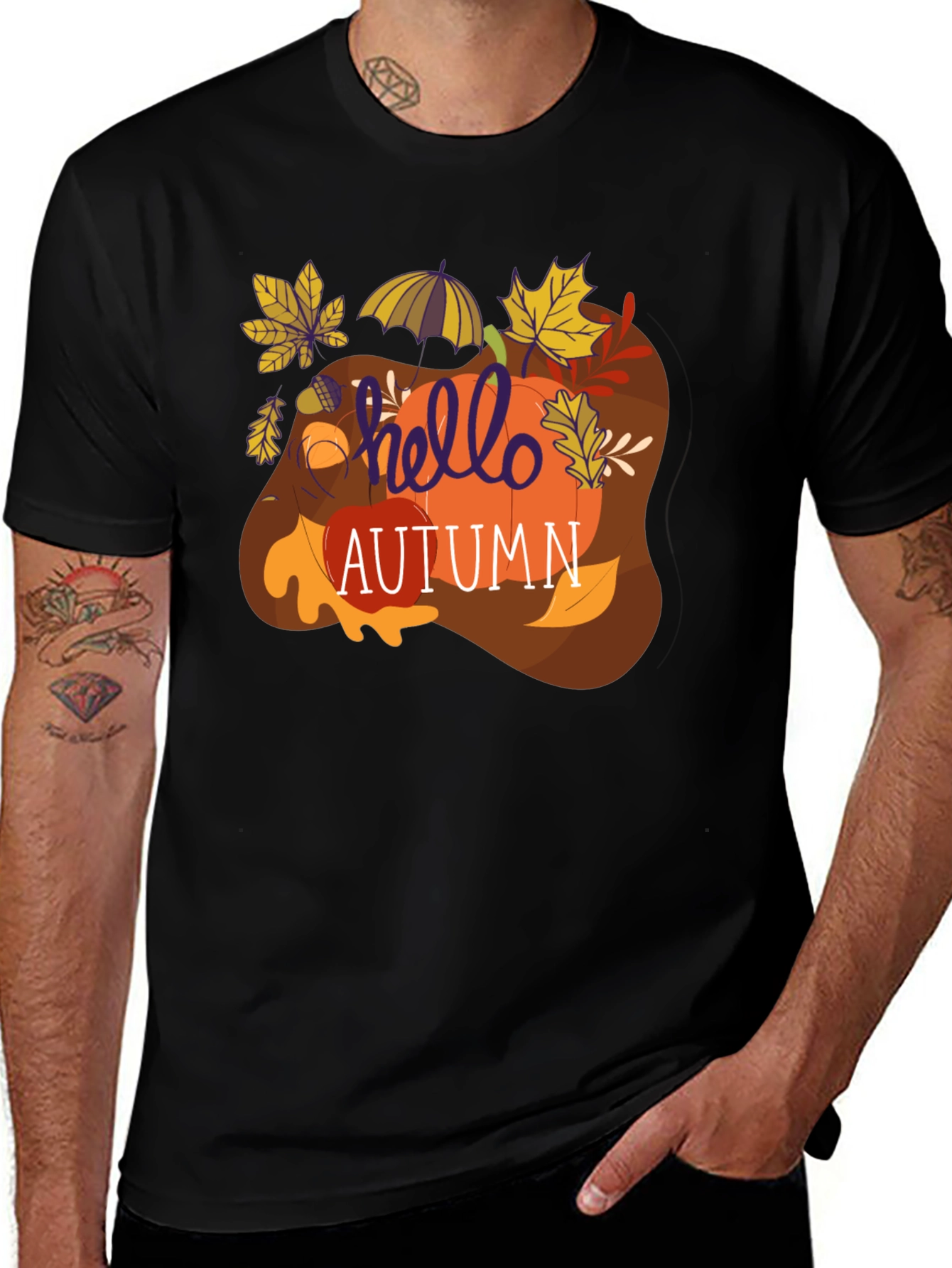 Hello Autumn Graphic Tee - Fall Season T-Shirt