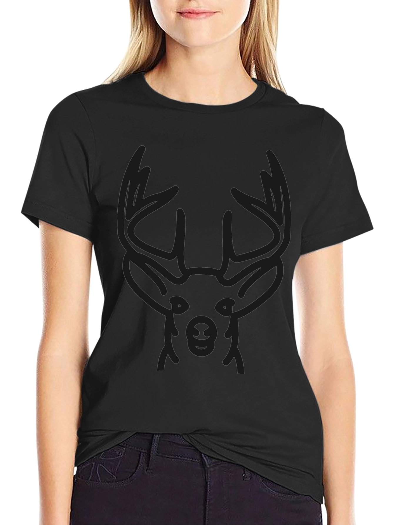 Mens Black Deer Graphic T-Shirt
