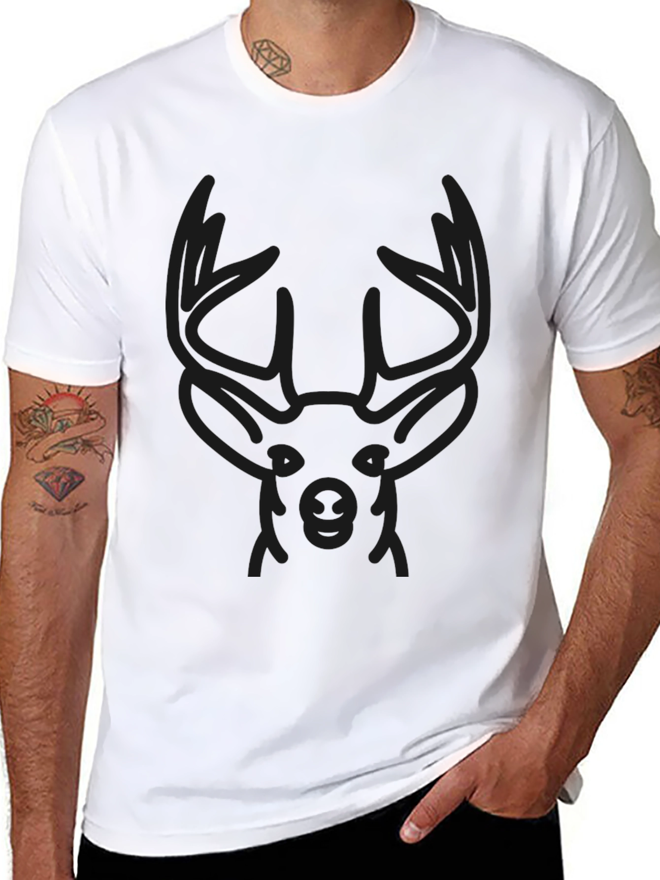 Mens Black Deer Graphic T-Shirt