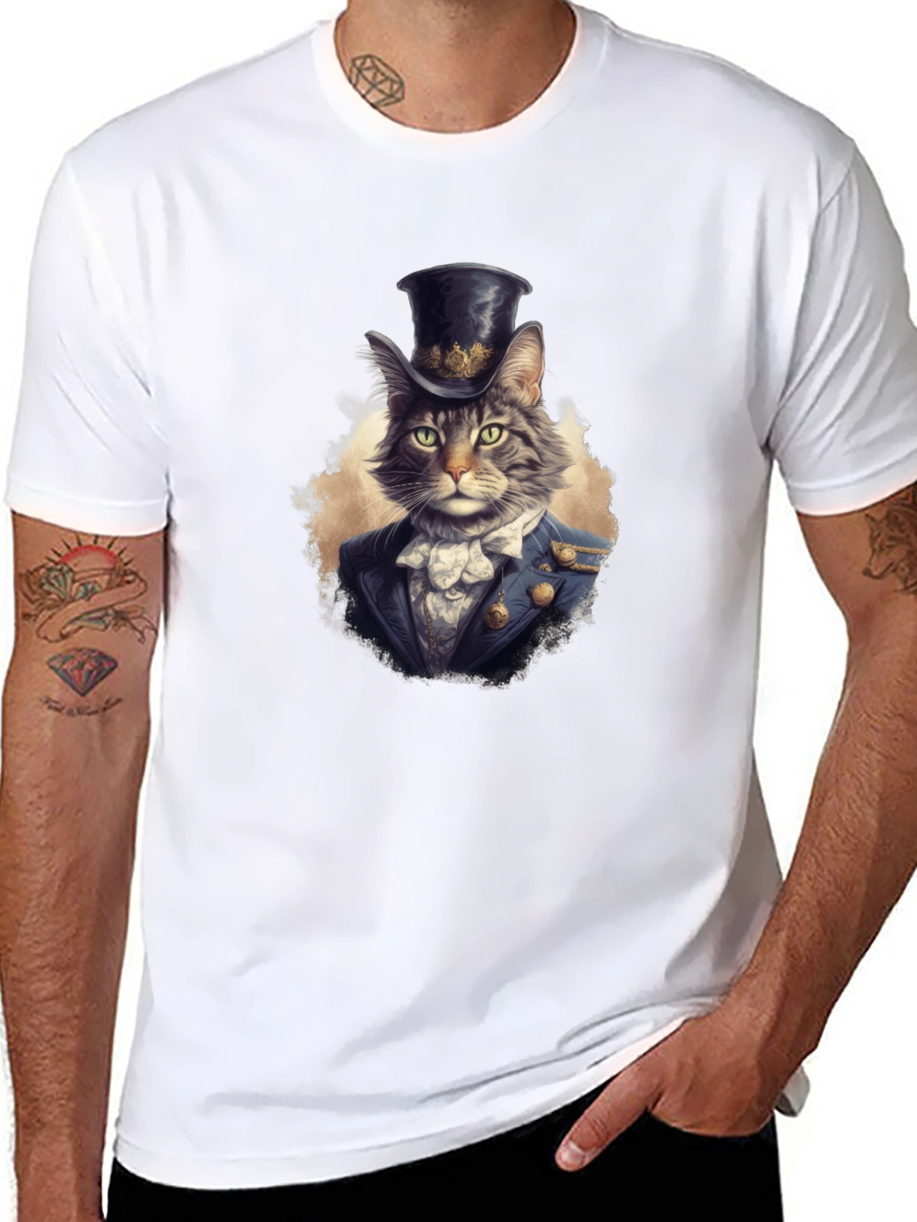 Dapper Cat Top Hat Graphic Tee