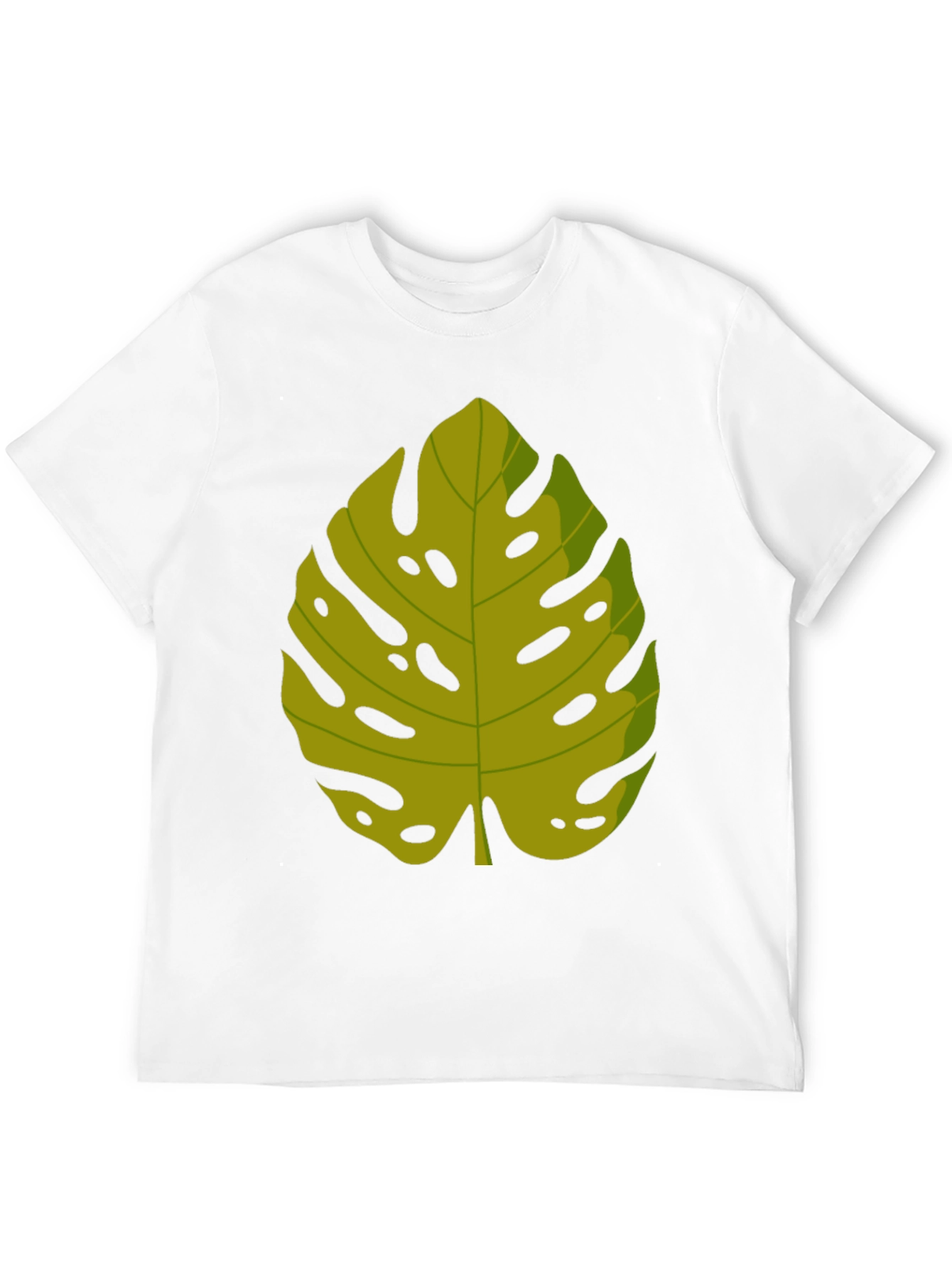 Tropical Monstera Leaf Graphic Tee - Black Cotton