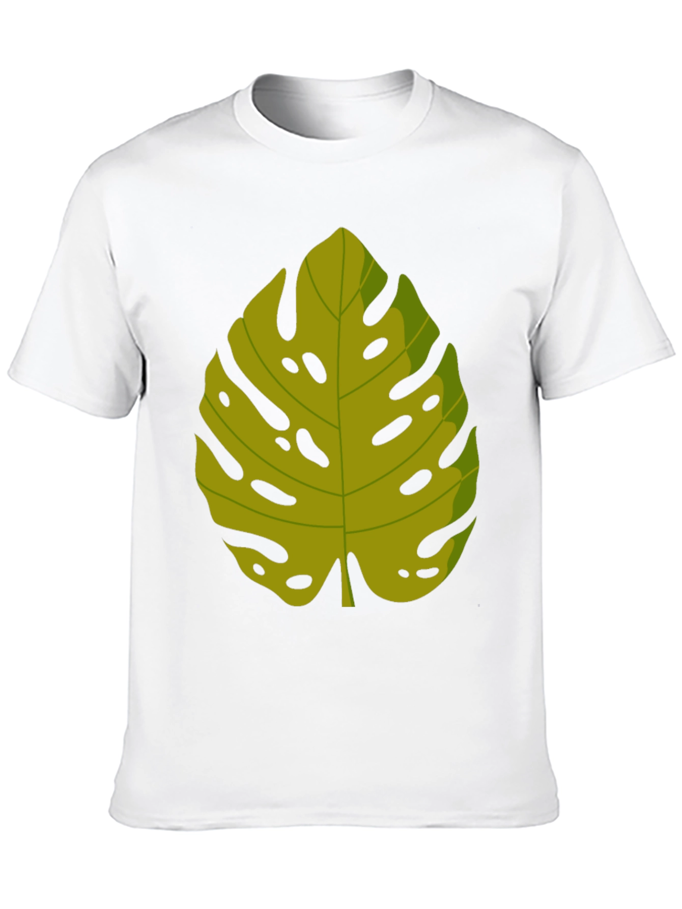 Tropical Monstera Leaf Graphic Tee - Black Cotton