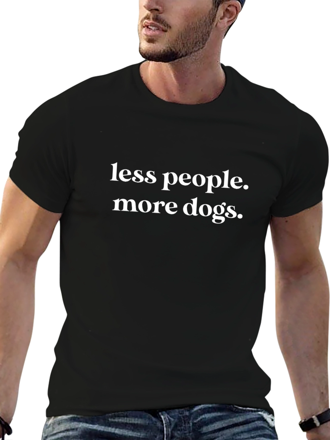 Less People More Dogs Graphic Tee - Black