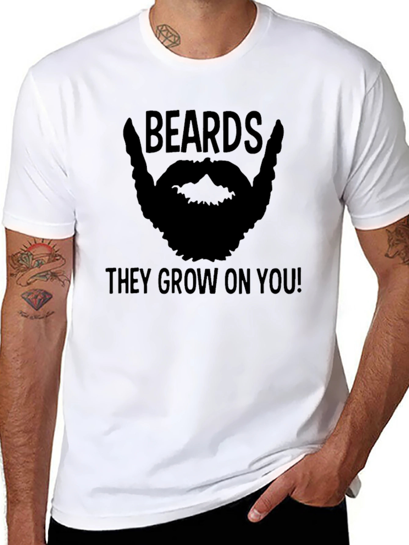 Beards They Grow On You T-Shirt - Mens Black