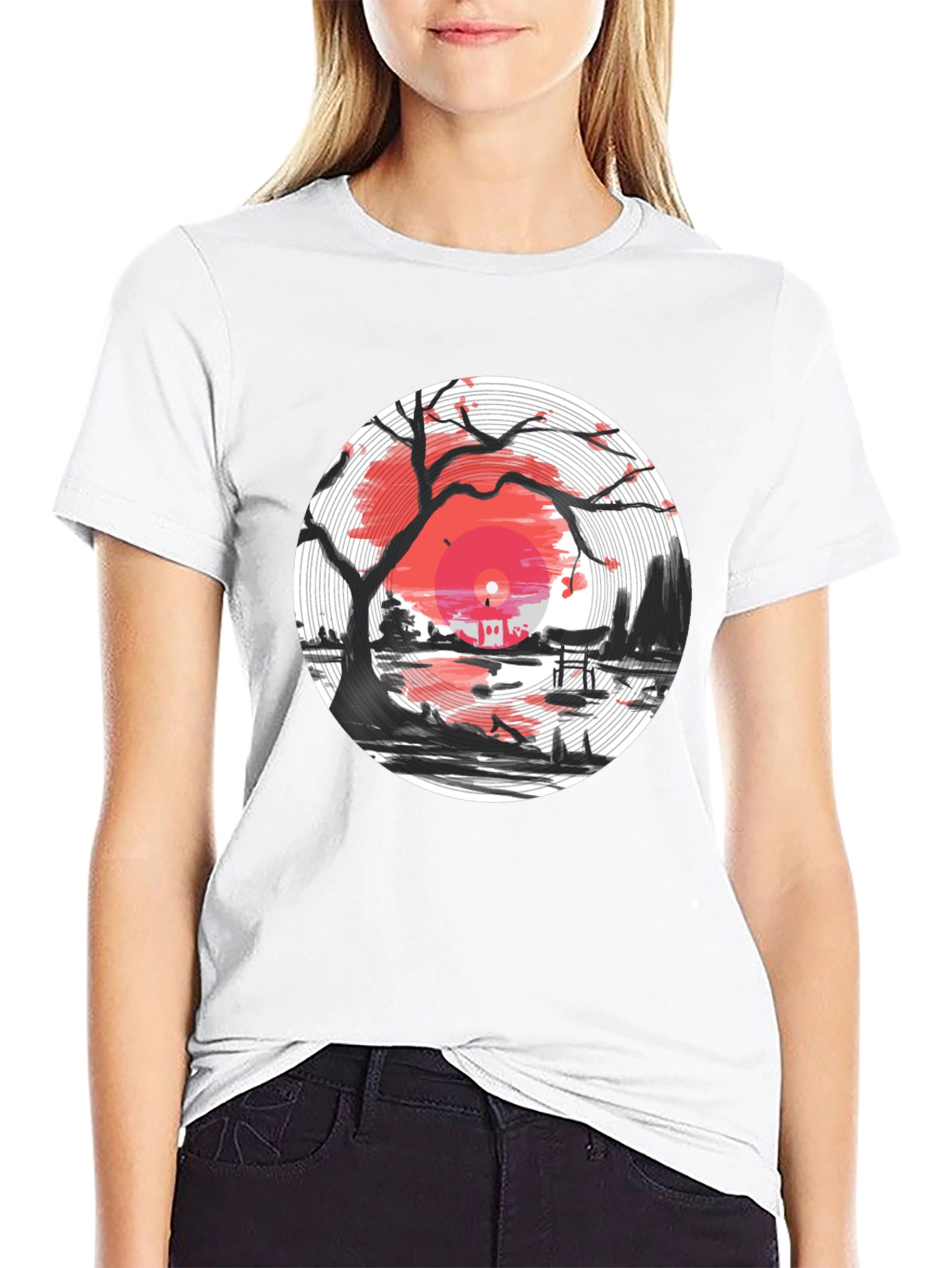 Vinyl Record Japanese Sunset T-Shirt