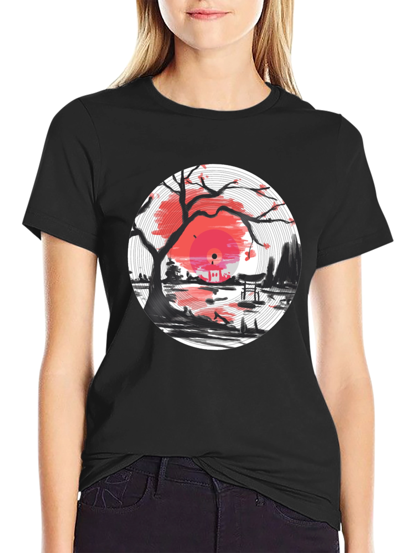 Vinyl Record Japanese Sunset T-Shirt