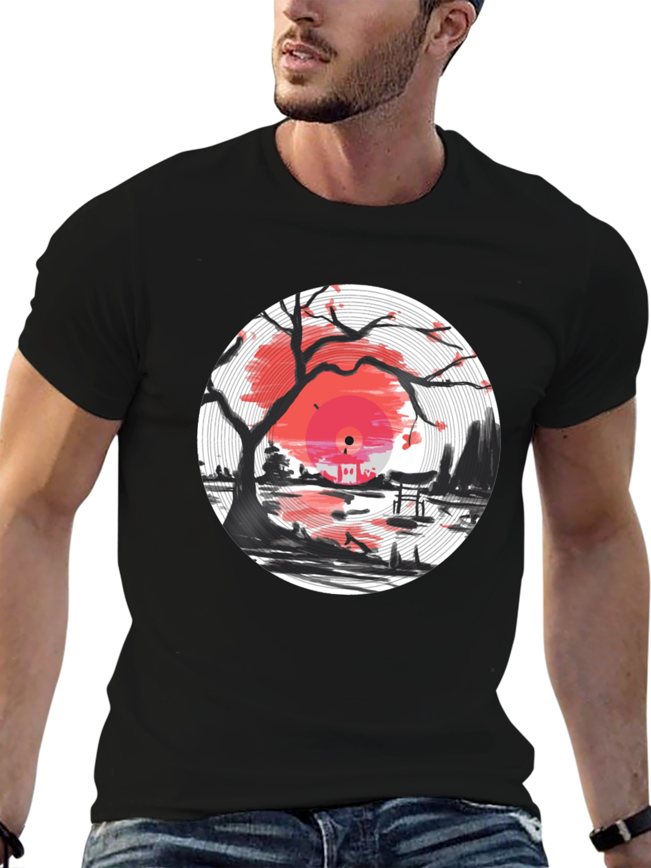 Vinyl Record Japanese Sunset T-Shirt