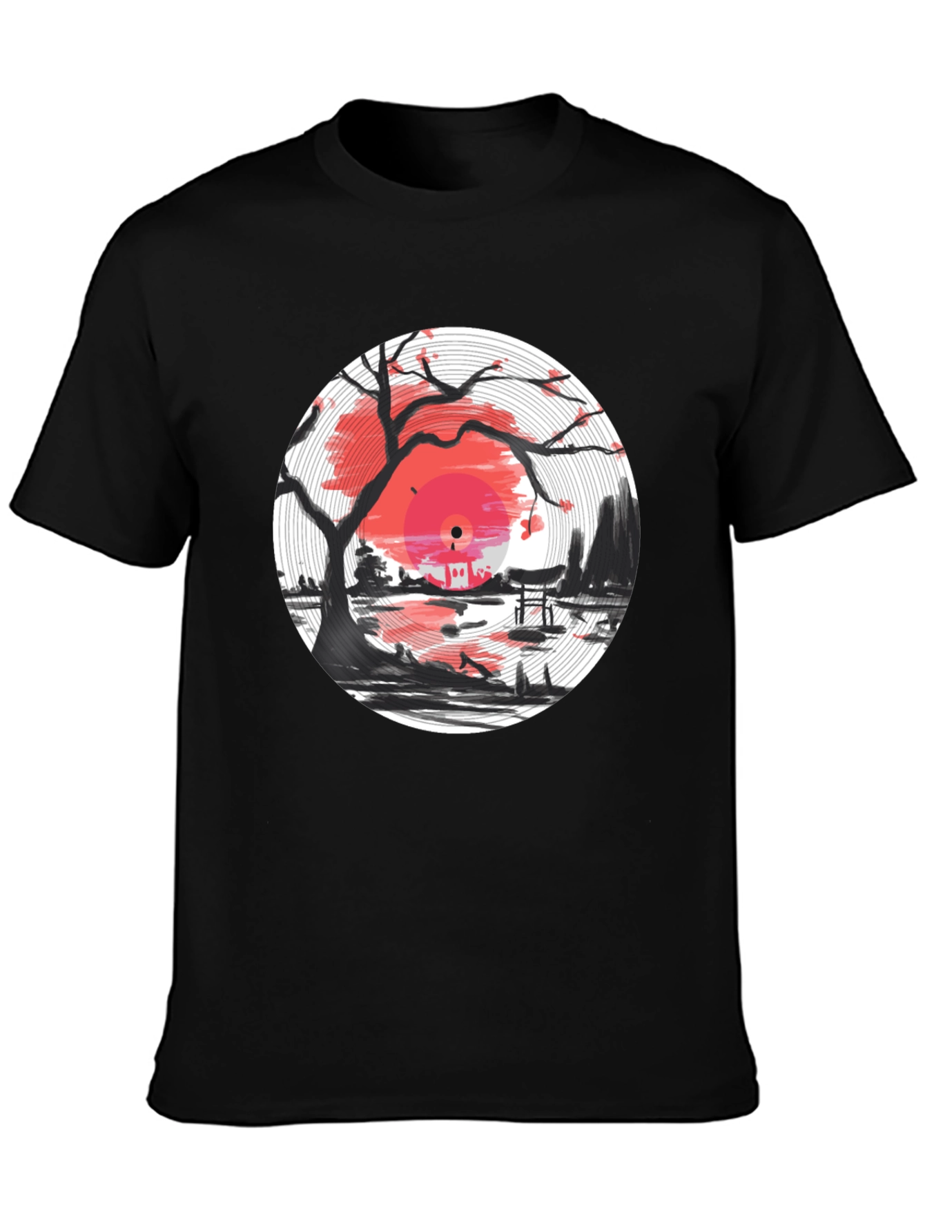 Vinyl Record Japanese Sunset T-Shirt