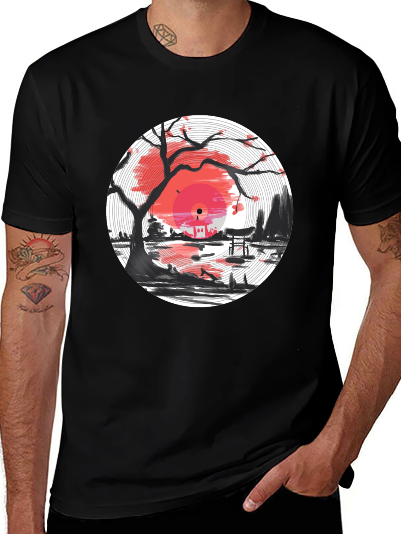 Vinyl Record Japanese Sunset T-Shirt