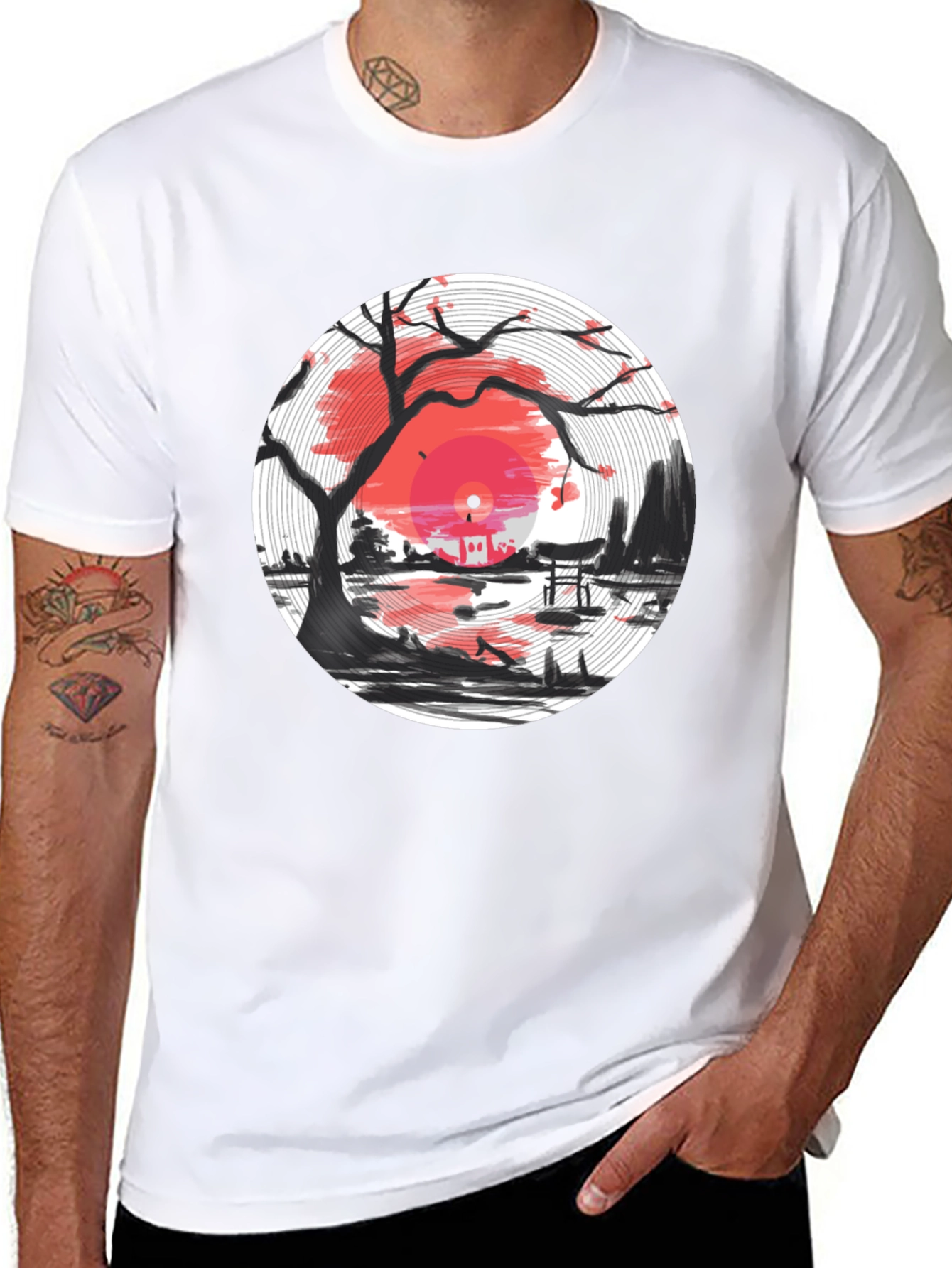Vinyl Record Japanese Sunset T-Shirt