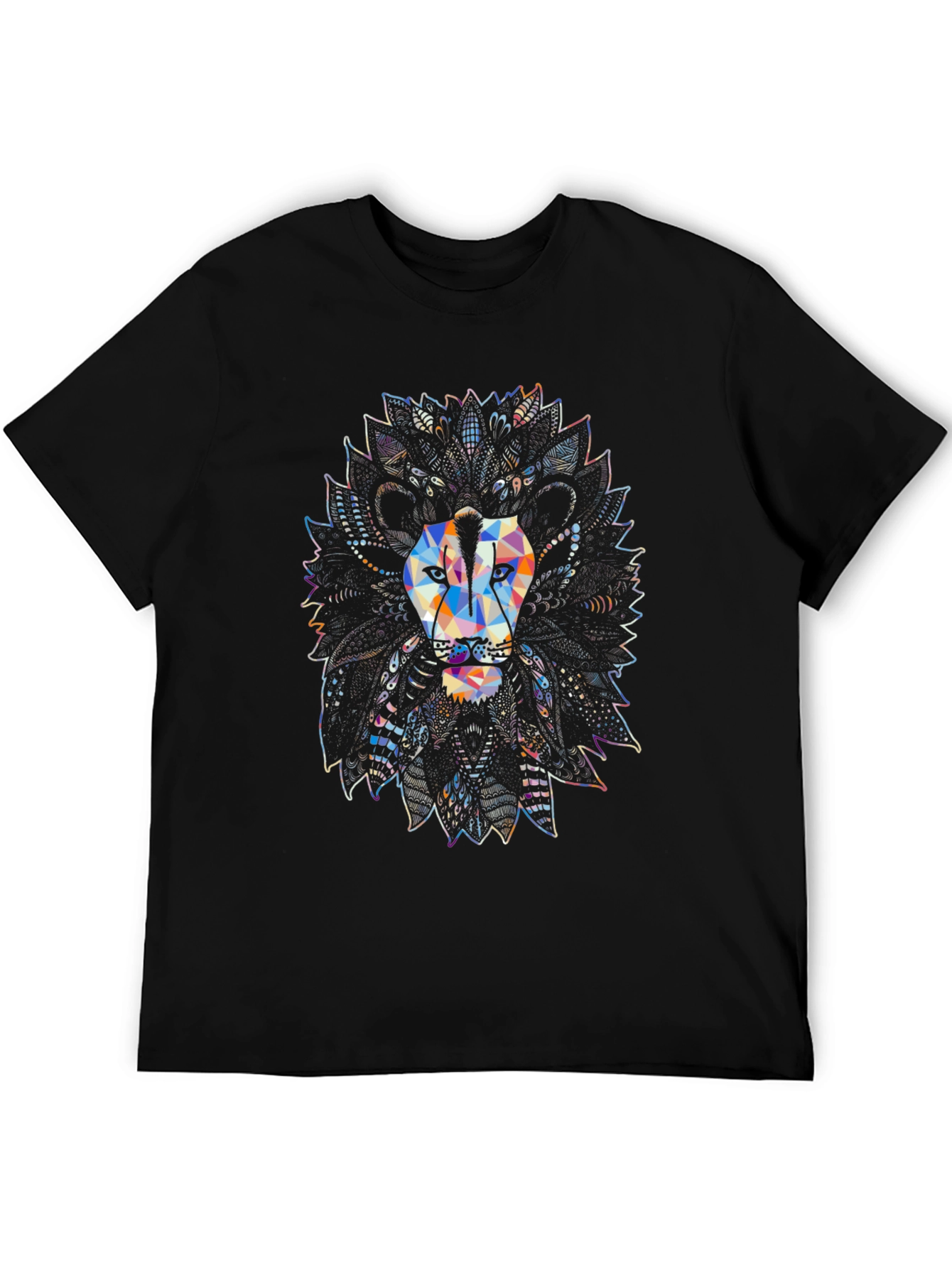 Abstract Lion Graphic Mens Black T-Shirt