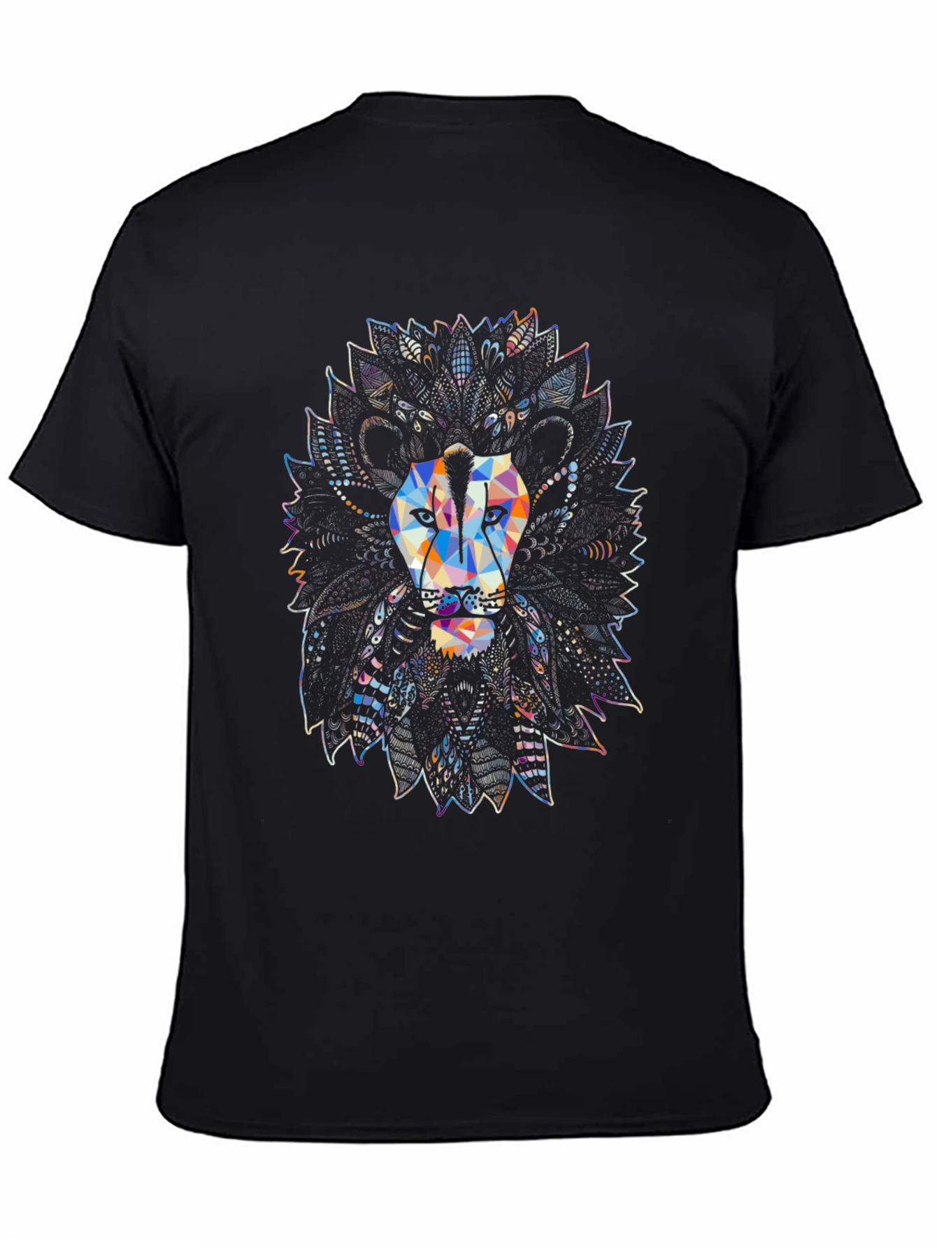 Abstract Lion Graphic Mens Black T-Shirt