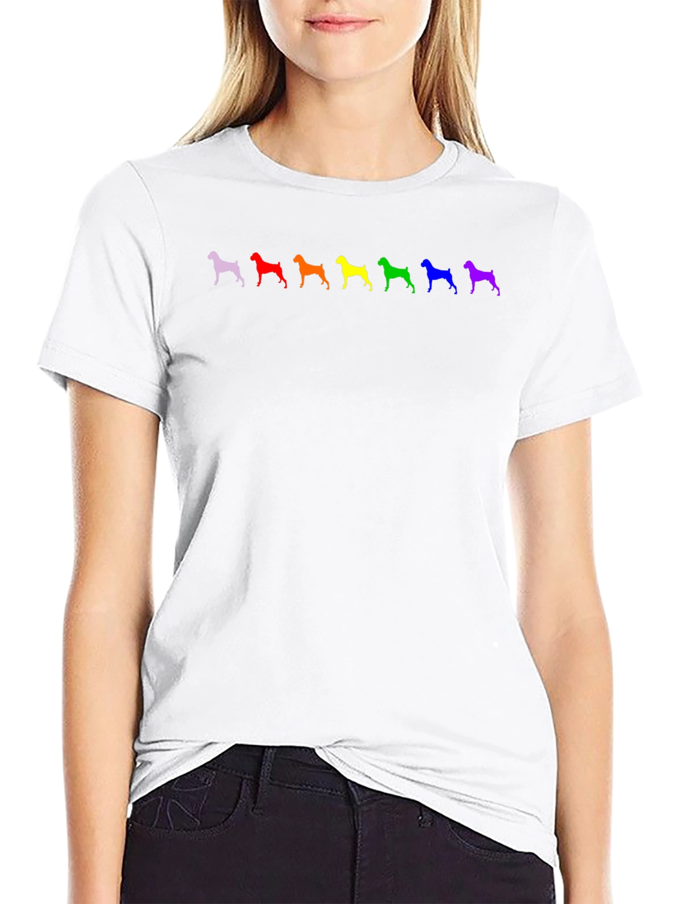 Rainbow Boxer Dog Silhouette T-Shirt - Prideful Pup