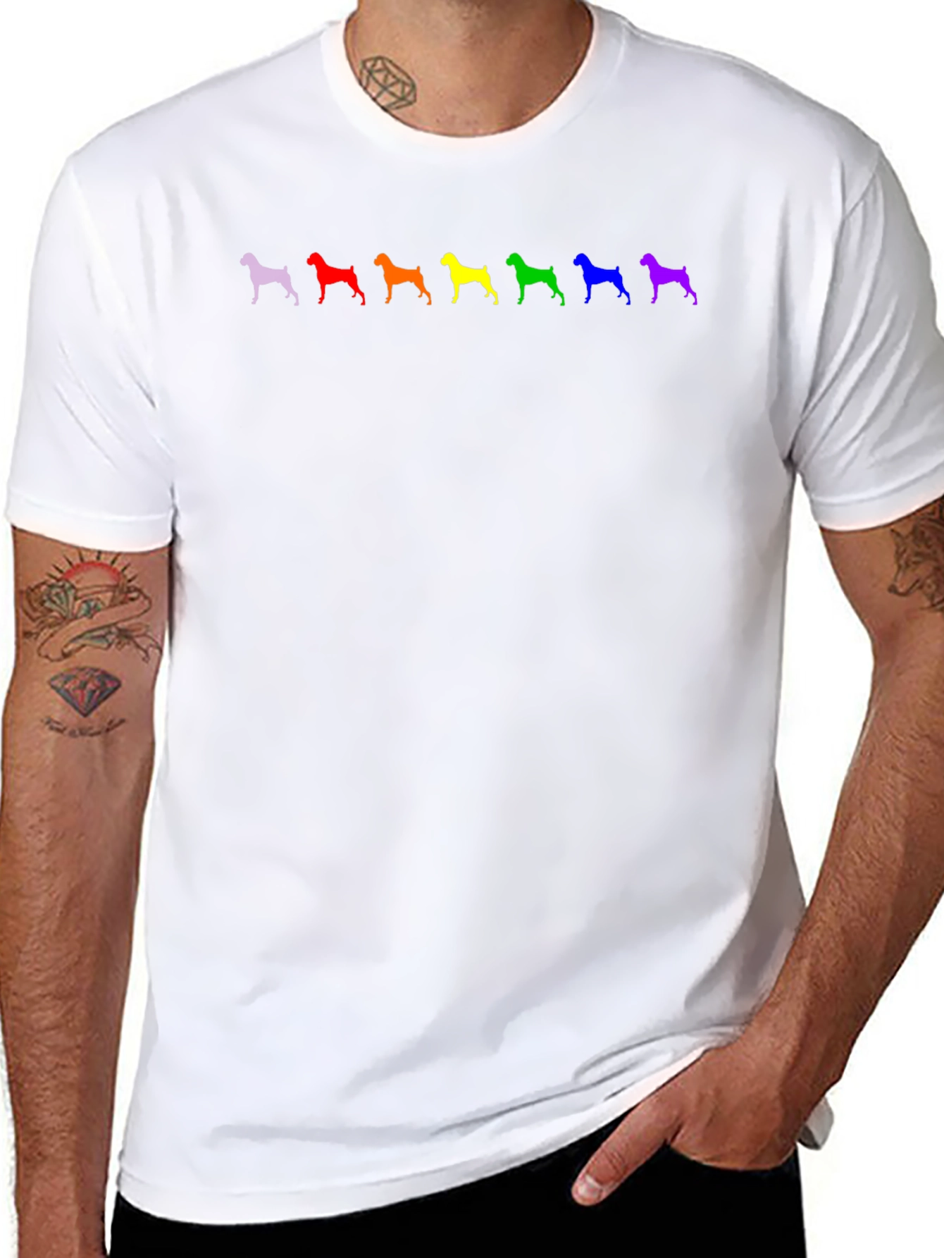 Rainbow Boxer Dog Silhouette T-Shirt - Prideful Pup