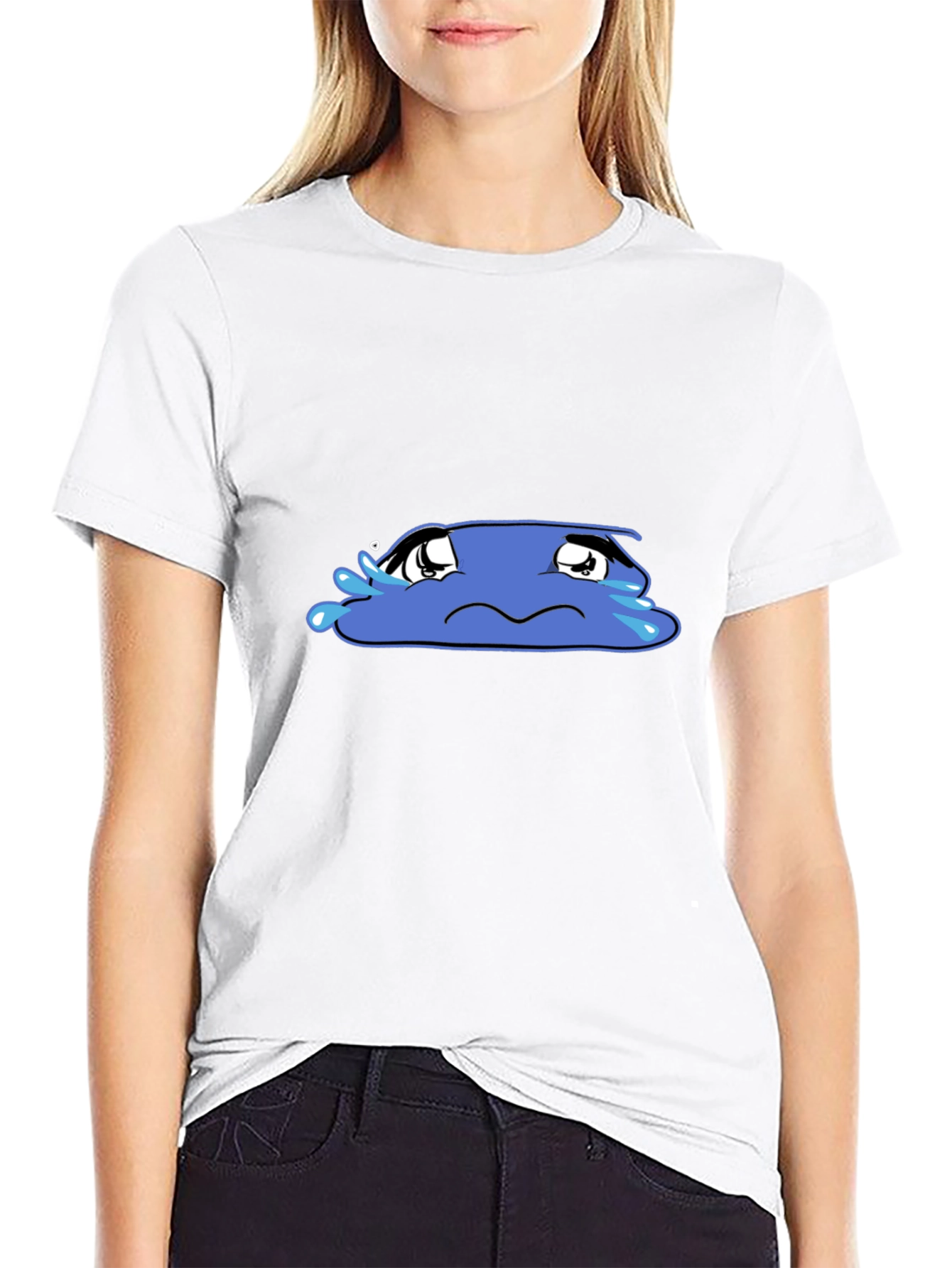 Sad Blob Graphic Tee - Black Cotton T-Shirt