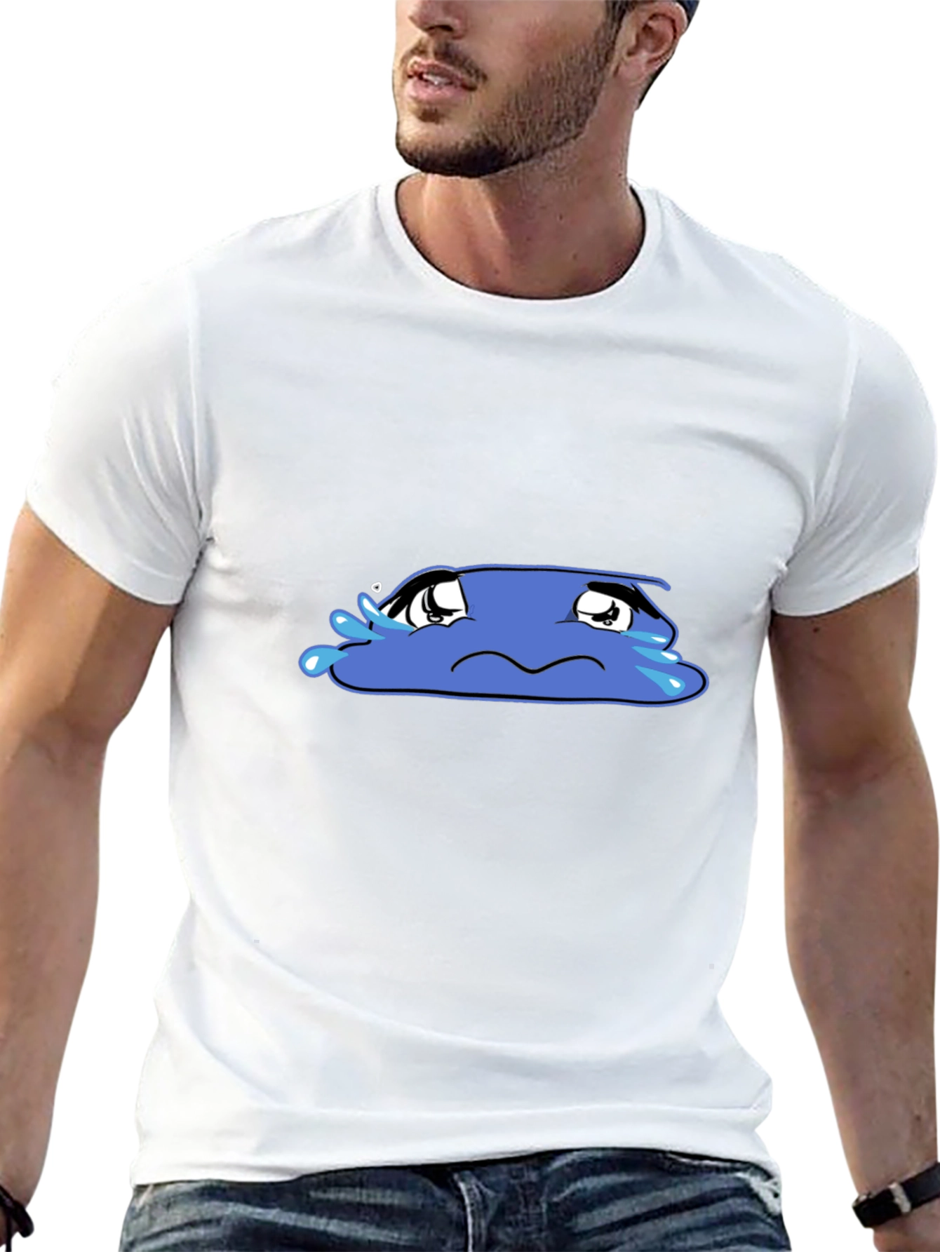 Sad Blob Graphic Tee - Black Cotton T-Shirt
