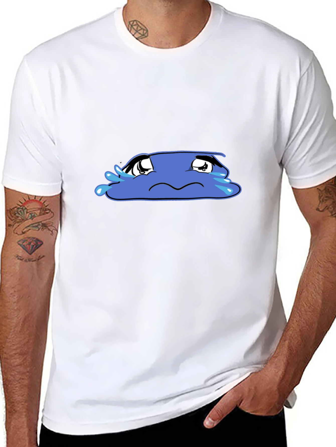 Sad Blob Graphic Tee - Black Cotton T-Shirt