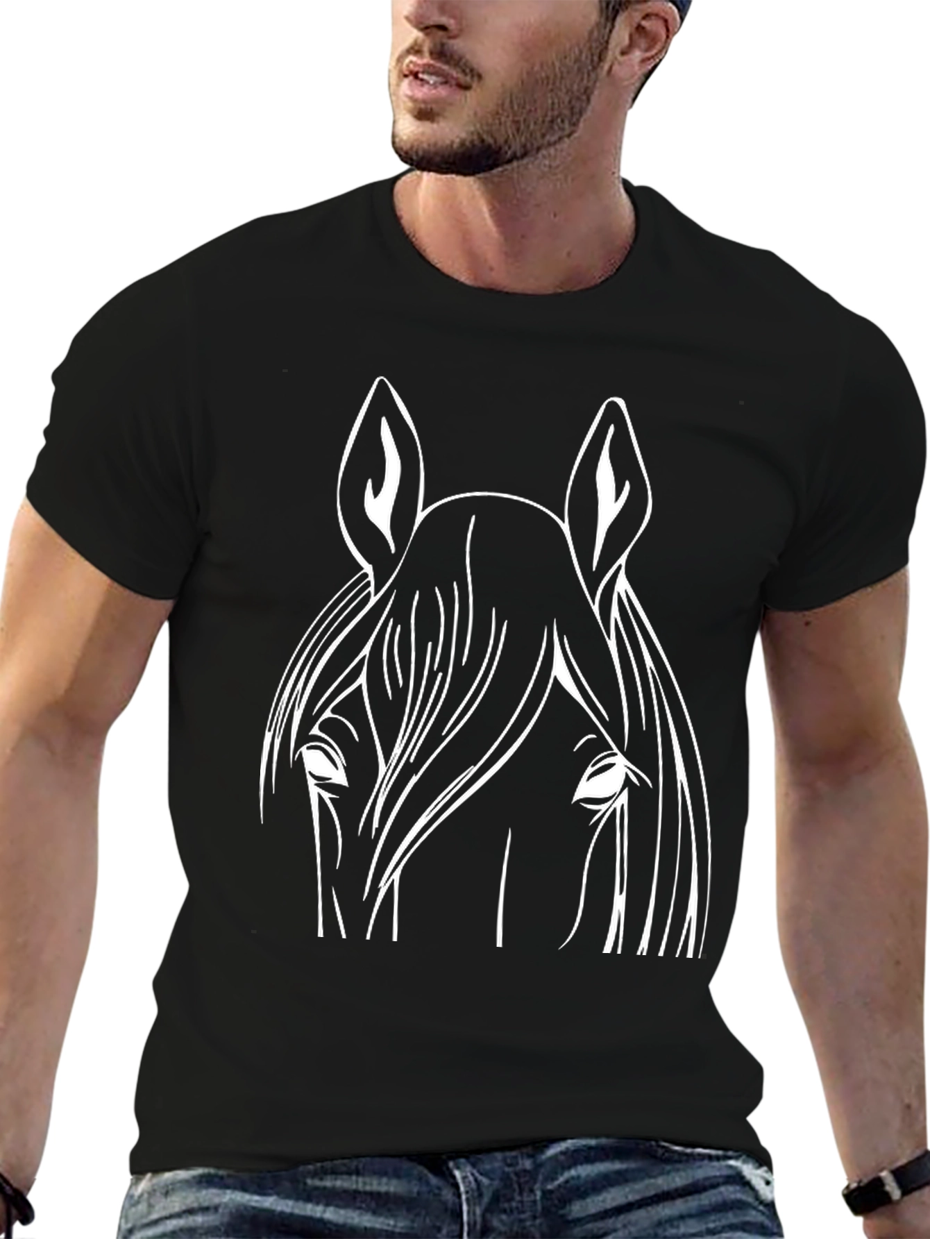 Horse Graphic Tee - Black Cotton Blend