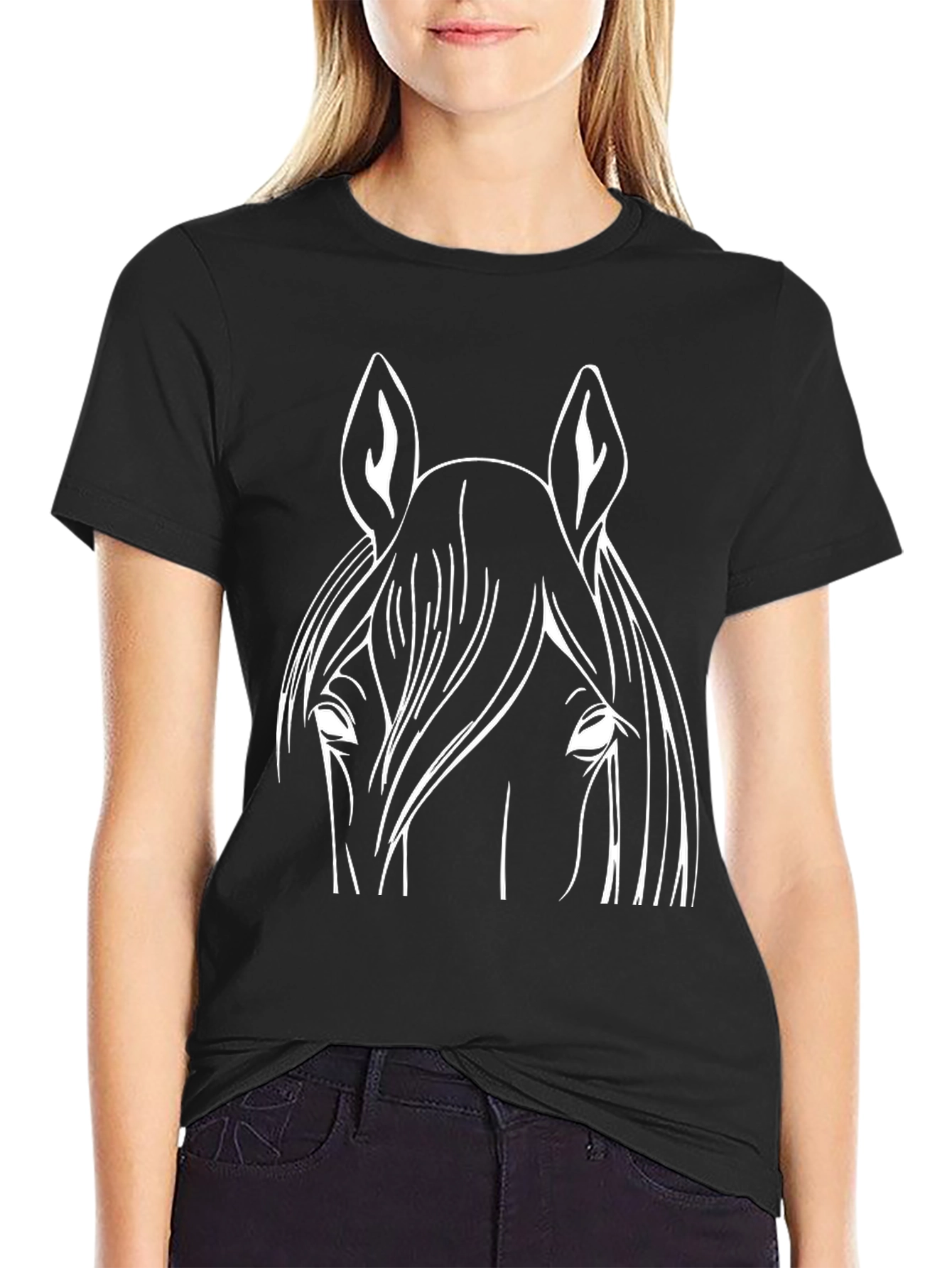 Horse Graphic Tee - Black Cotton Blend