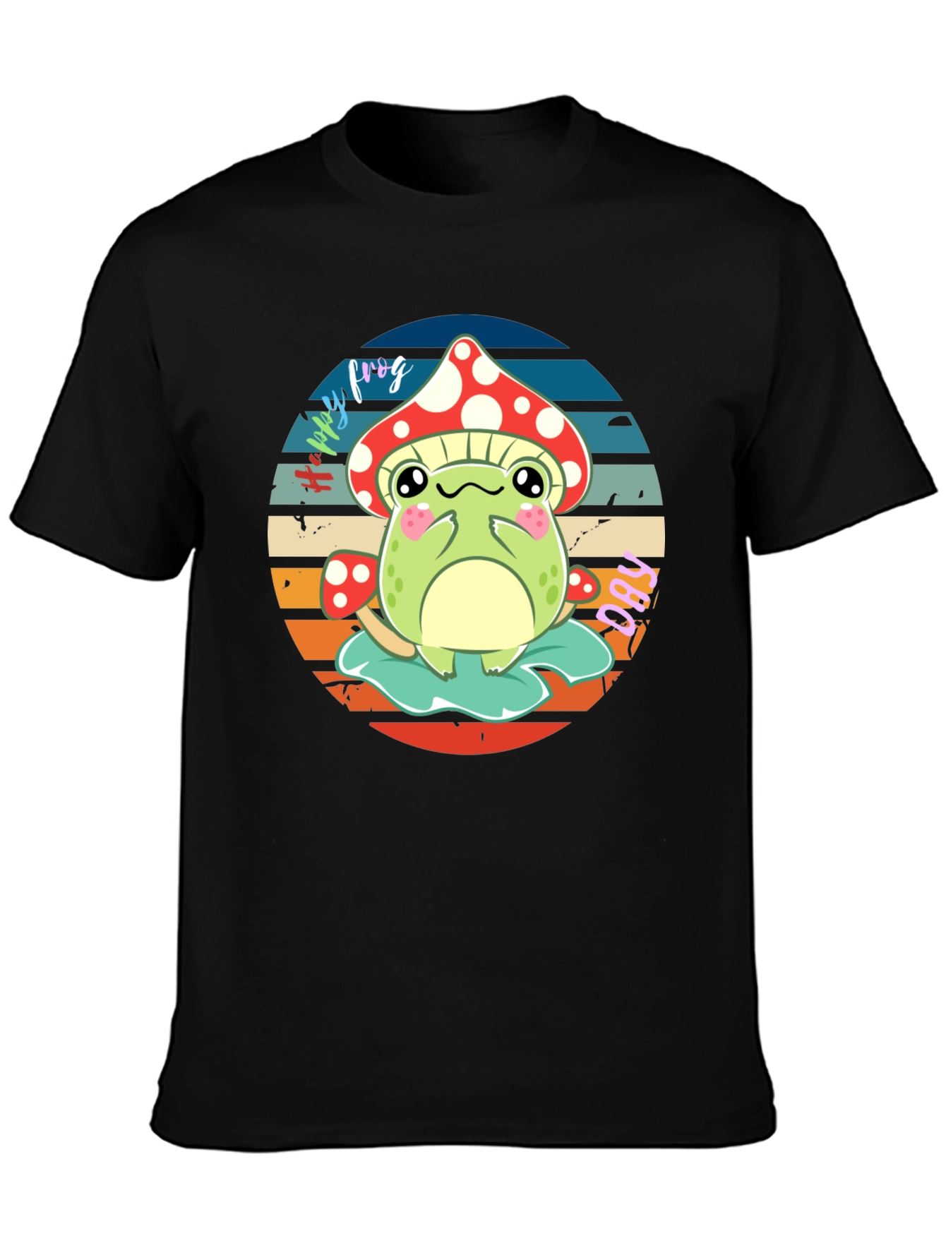 Cute Frog & Mushroom Graphic T-Shirt