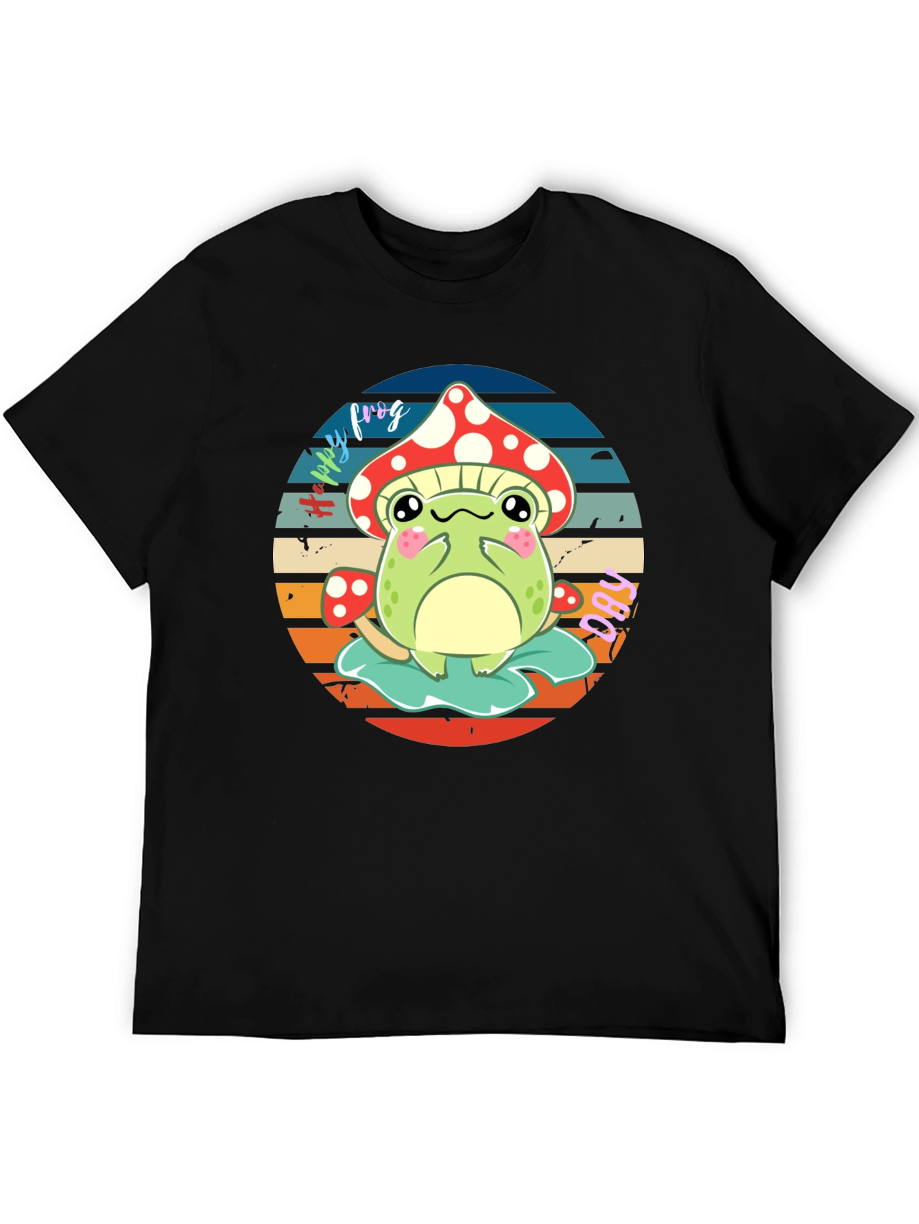 Cute Frog & Mushroom Graphic T-Shirt