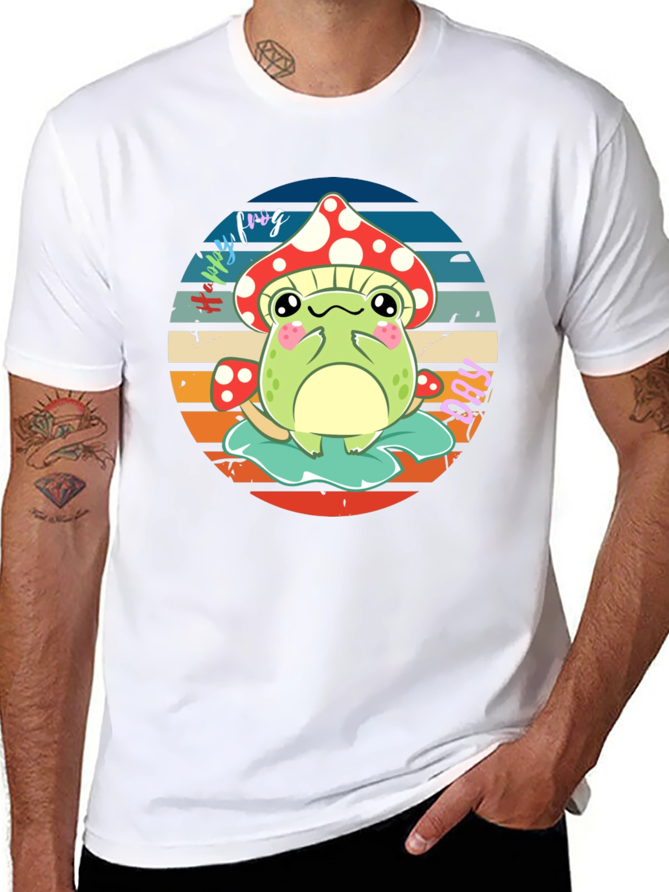 Cute Frog & Mushroom Graphic T-Shirt