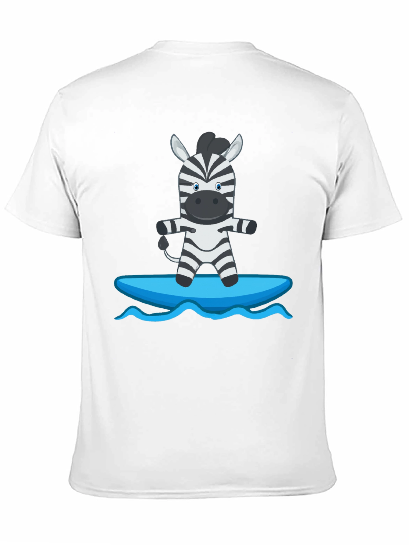 Zebra Surfing Graphic Tee - Black Cotton Casual T-Shirt