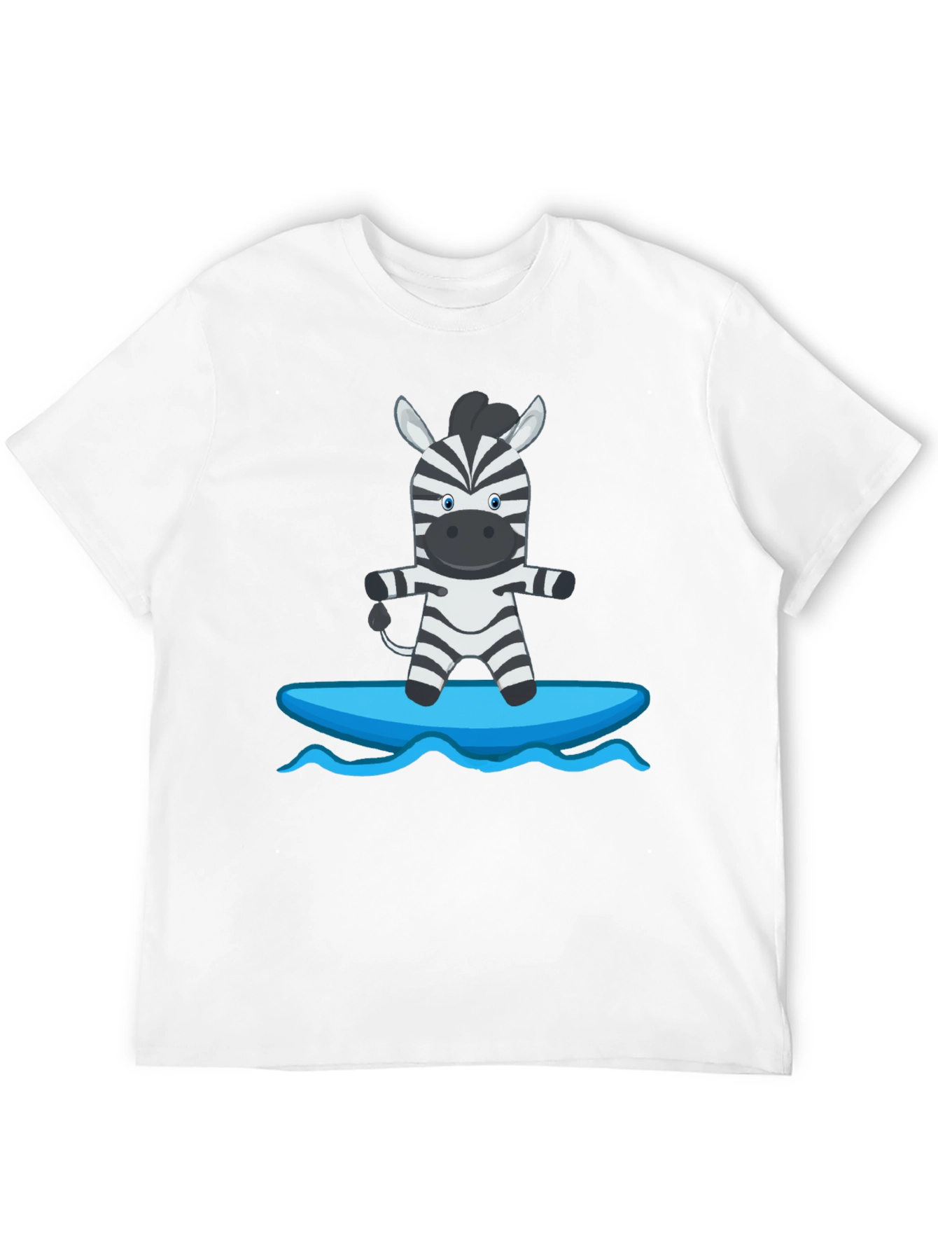 Zebra Surfing Graphic Tee - Black Cotton Casual T-Shirt