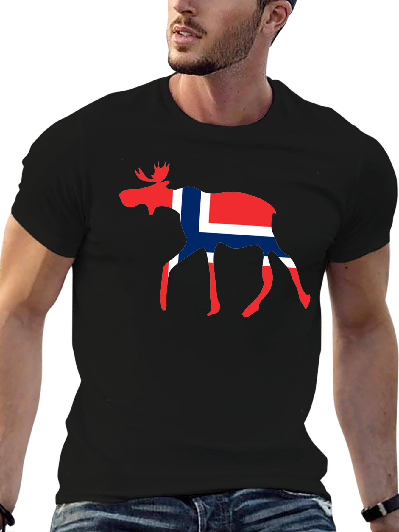 Norway Moose T-Shirt - Black Graphic Tee
