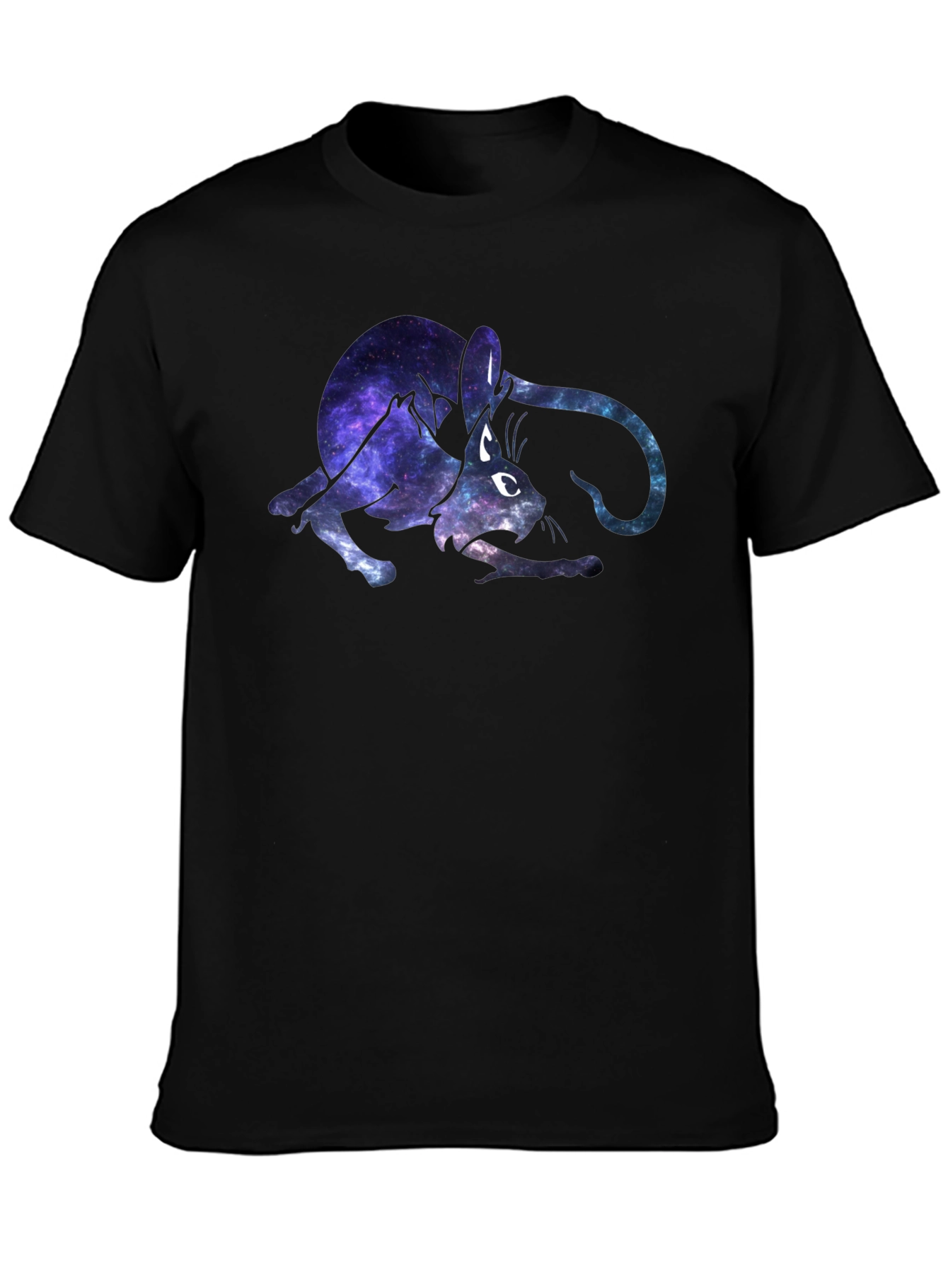 Galaxy Cat Graphic Black T-Shirt