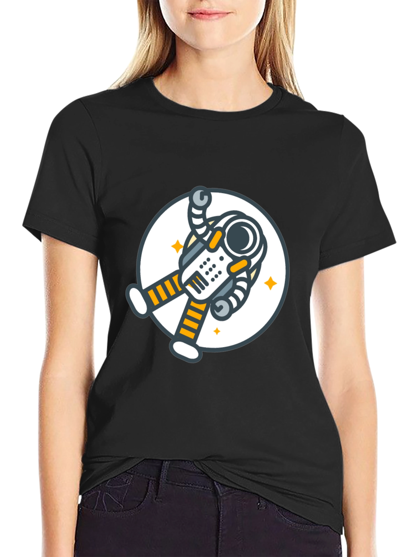 Astronaut Graphic Print Crew Neck T-Shirt