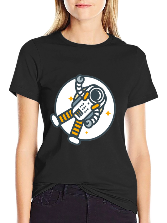 Astronaut Graphic Print Crew Neck T-Shirt