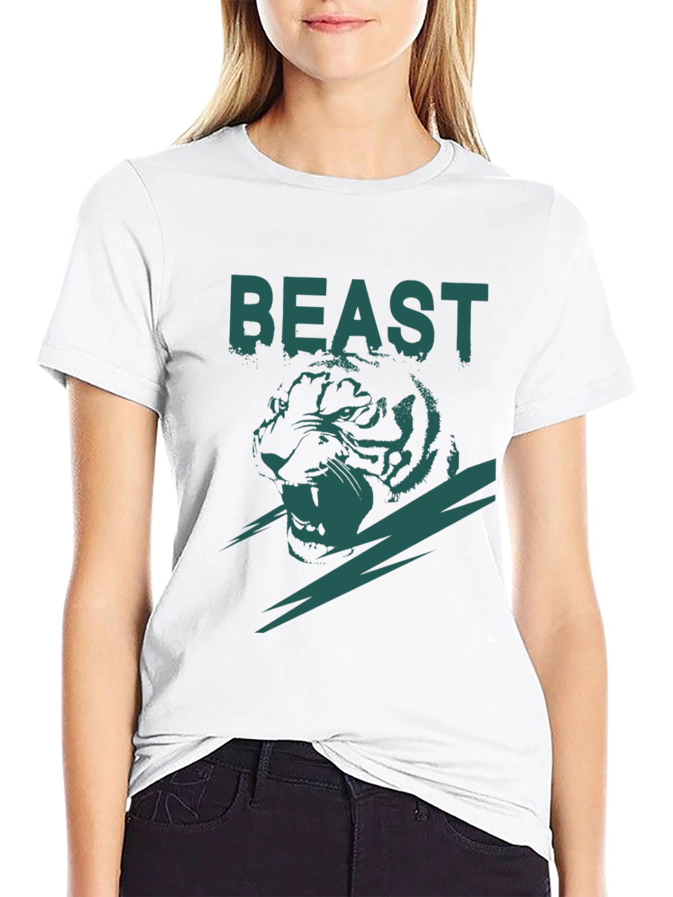 Beast Tiger Graphic Tee - Black Cotton Blend