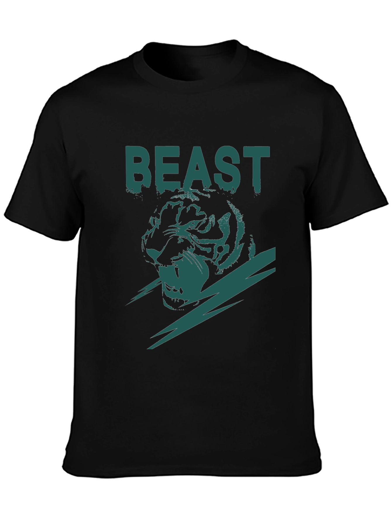 Beast Tiger Graphic Tee - Black Cotton Blend