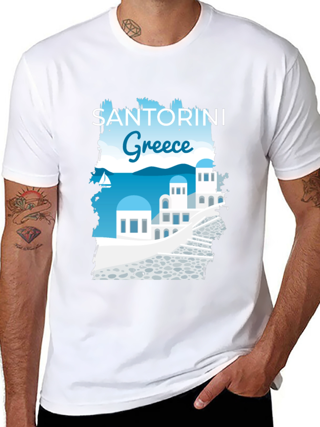 Santorini Greece Graphic T-Shirt
