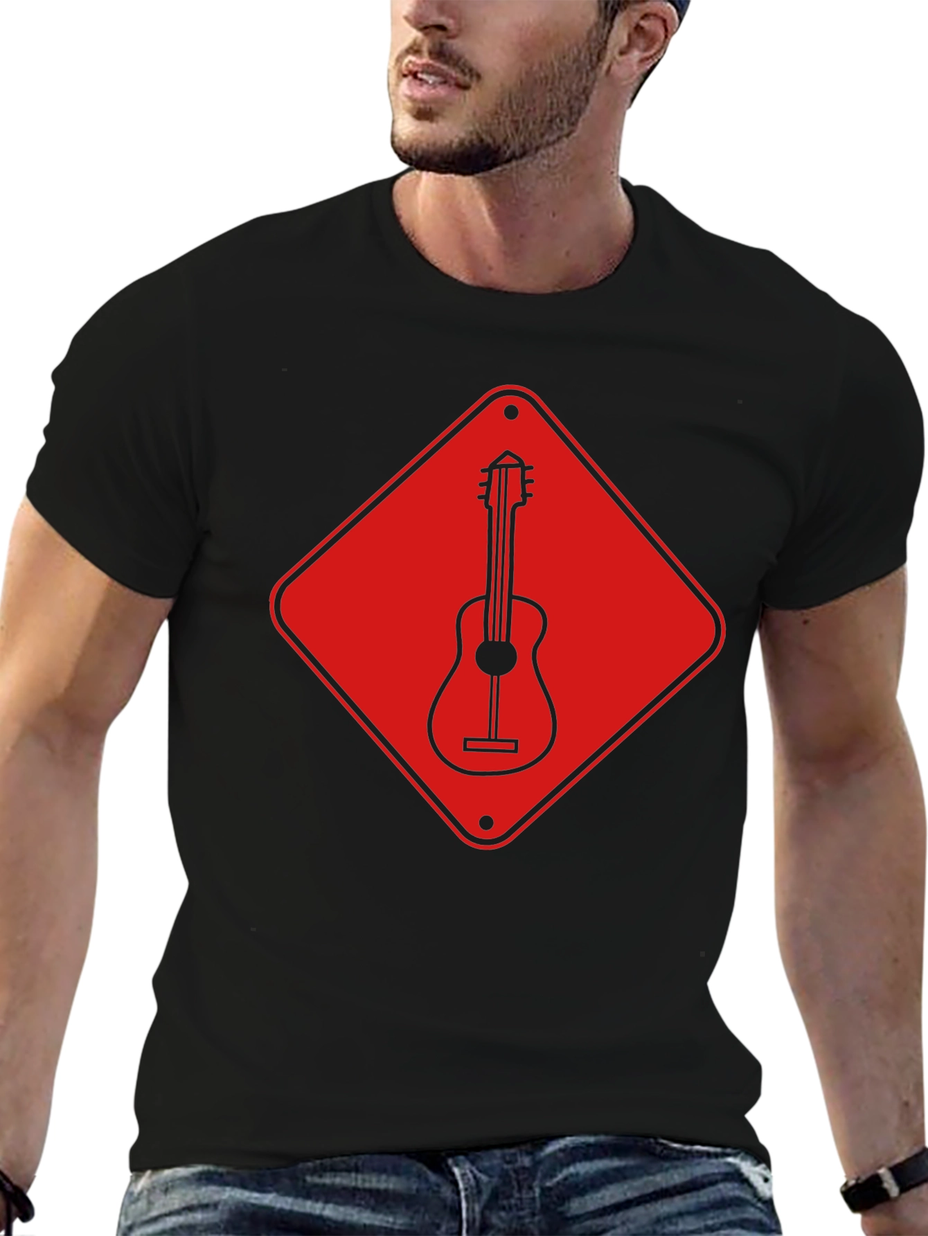 Guitar Crossing T-Shirt - Road Sign Design