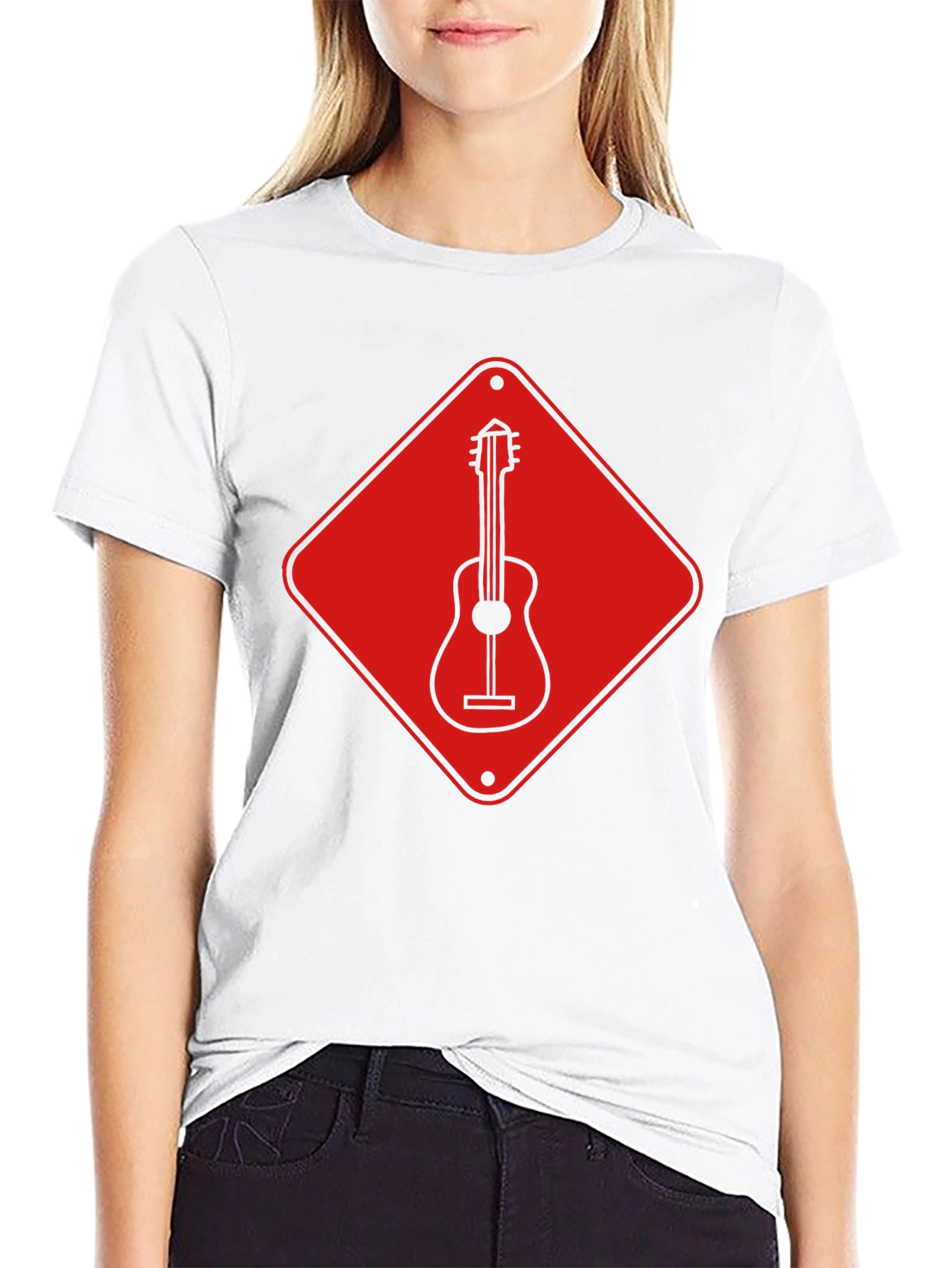 Guitar Crossing T-Shirt - Road Sign Design