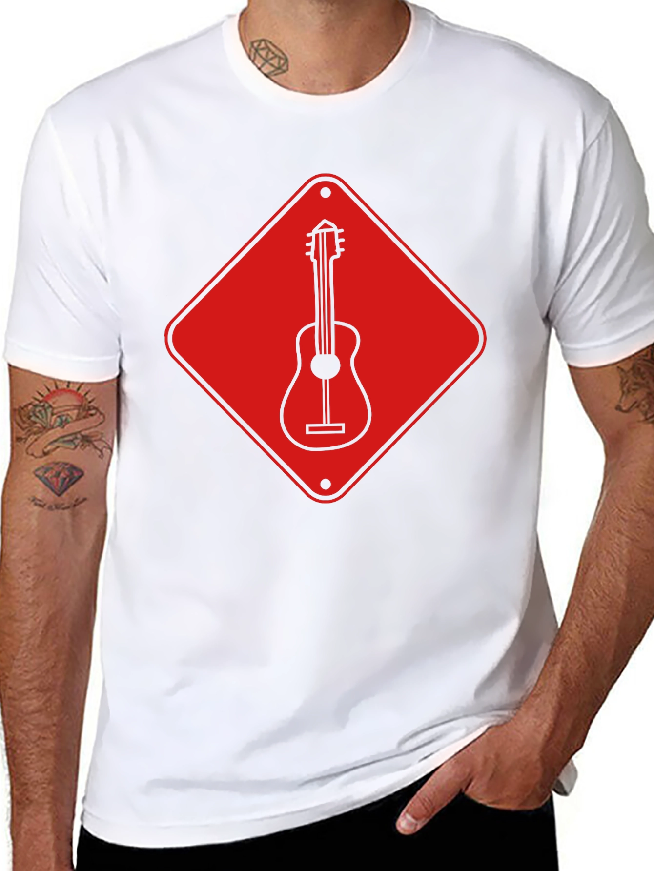 Guitar Crossing T-Shirt - Road Sign Design