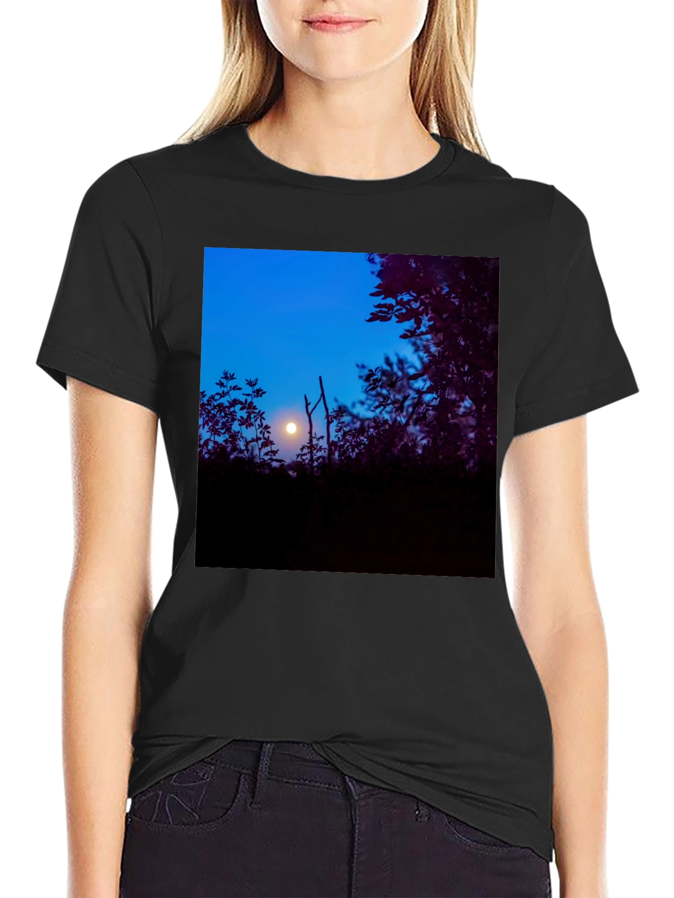 Moonlit Trees Black Tee