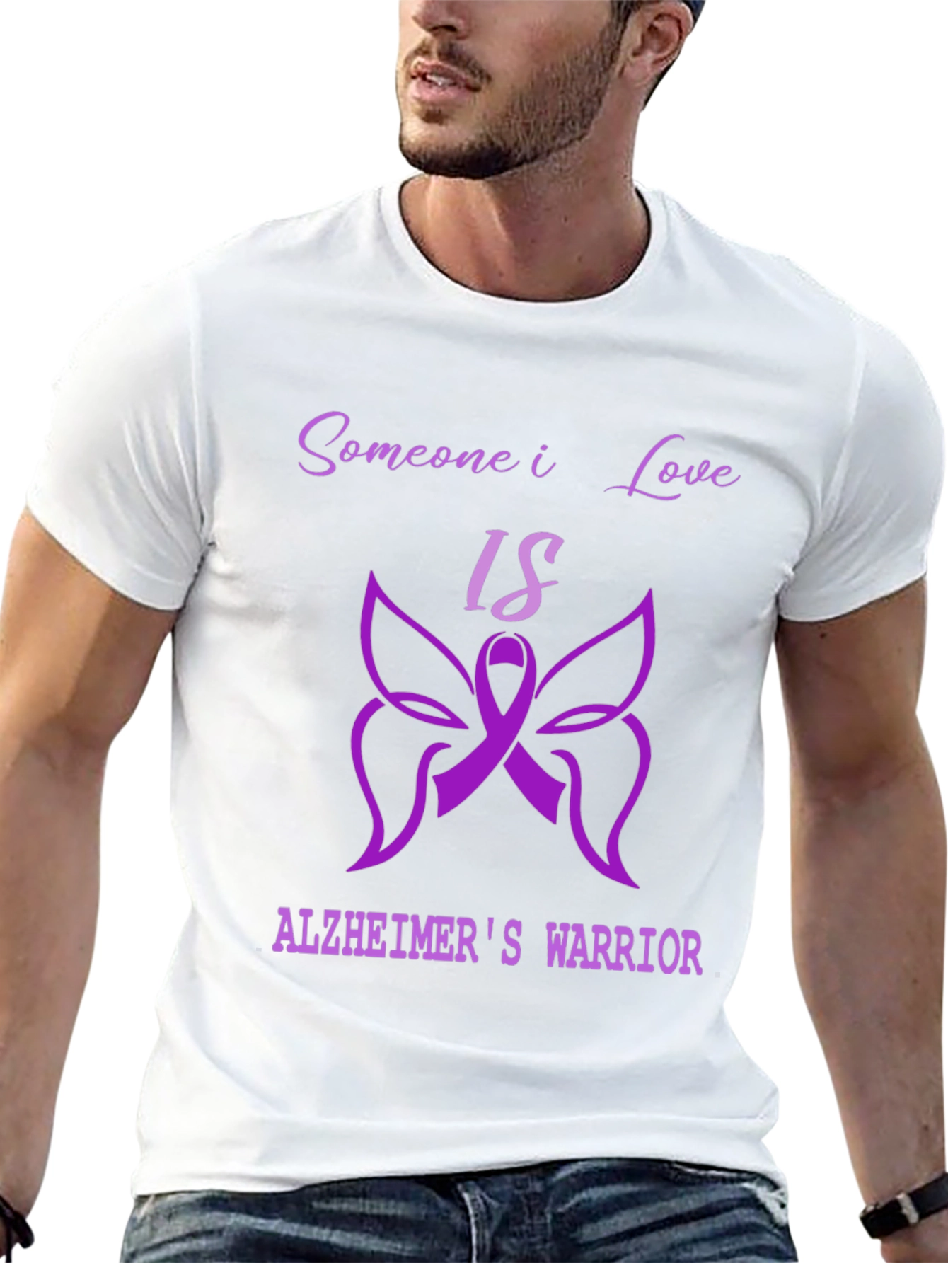 Alzheimers Warrior T-Shirt - Purple Ribbon Design