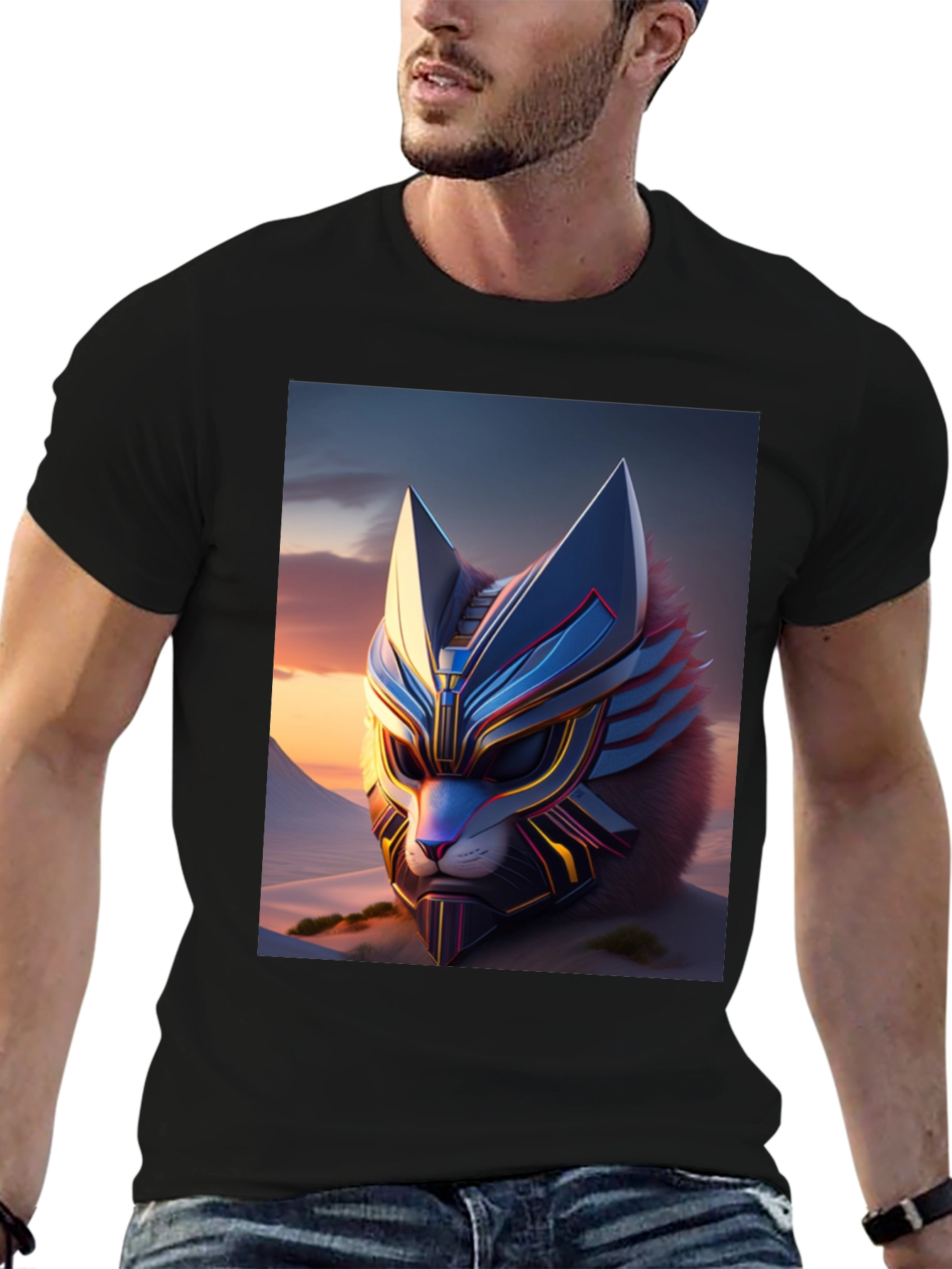 Cyberpunk Cat T-Shirt: Futuristic Feline Design
