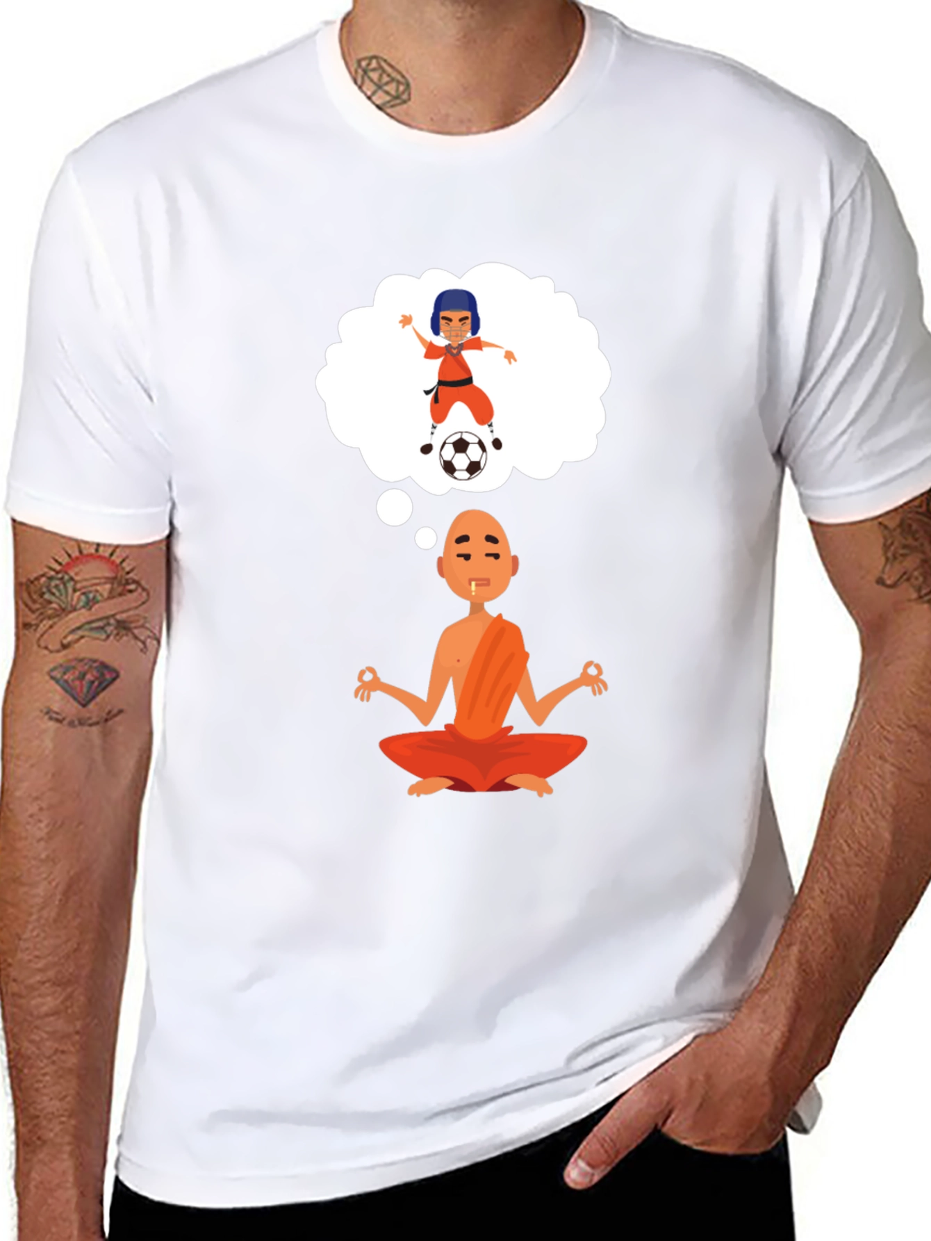 Meditating Monk T-Shirt - Soccer Dream