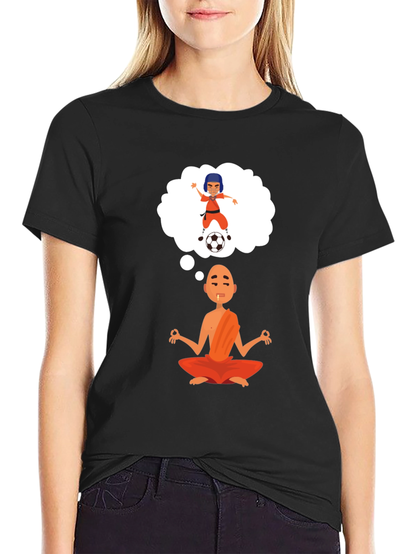 Meditating Monk T-Shirt - Soccer Dream