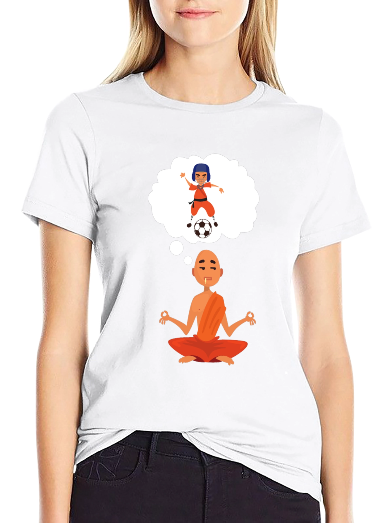 Meditating Monk T-Shirt - Soccer Dream